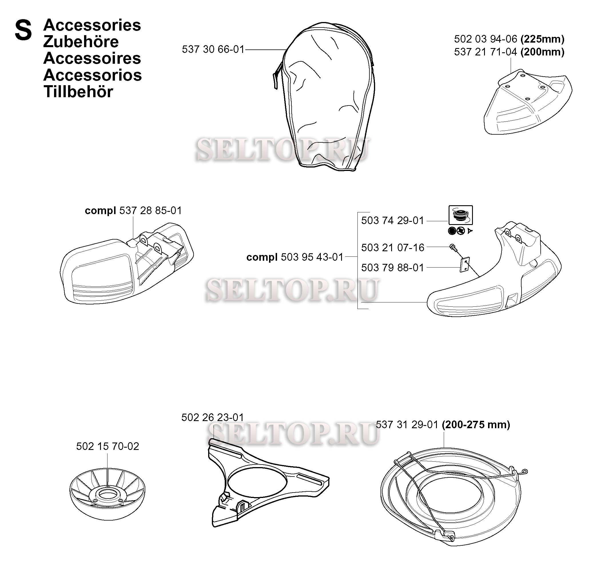 Аксессуары (вариант 2) для триммера Husqvarna 343 R (c 2004-08)