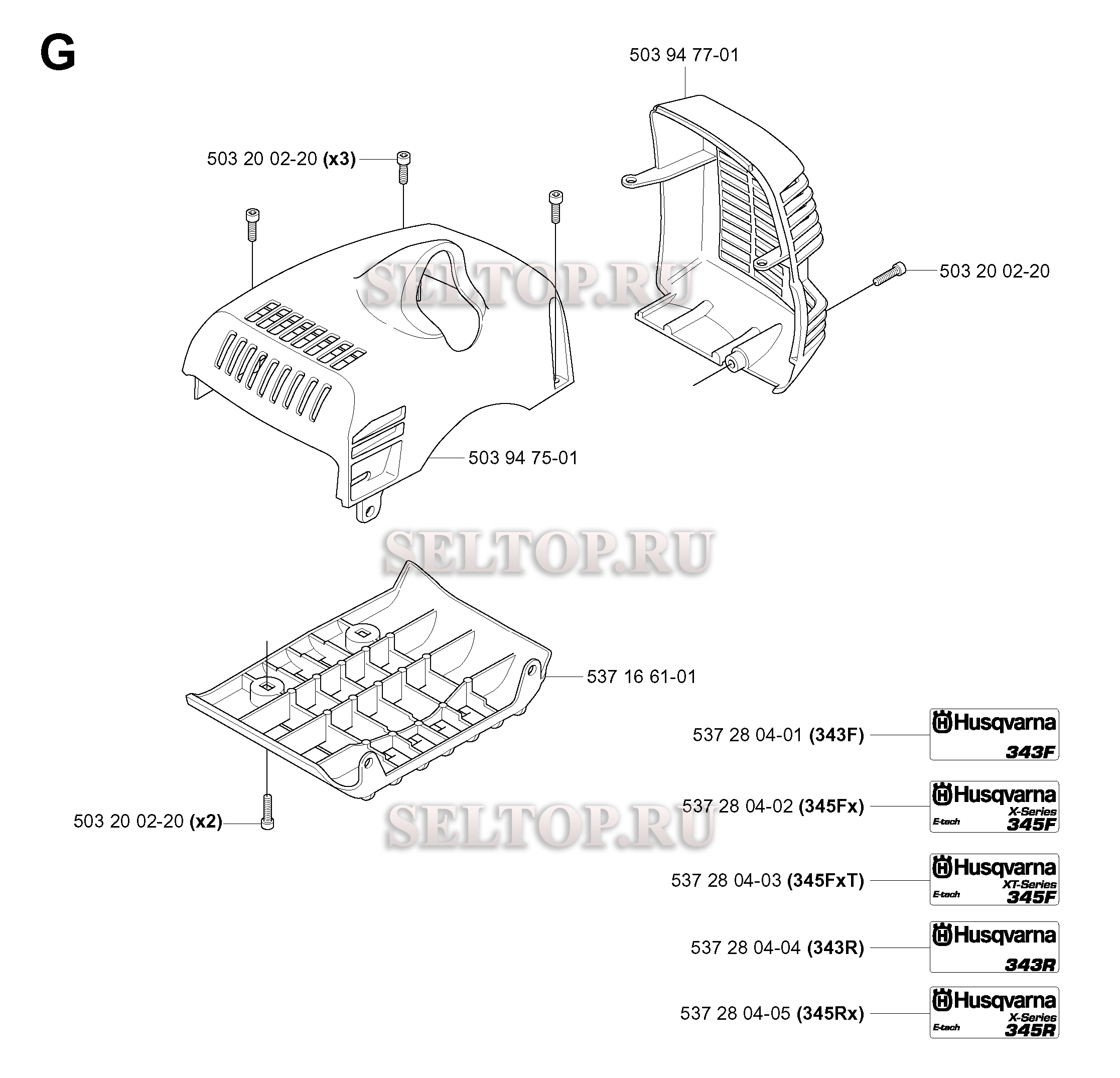 Кожух для триммера Husqvarna 343 R (c 2004-08)