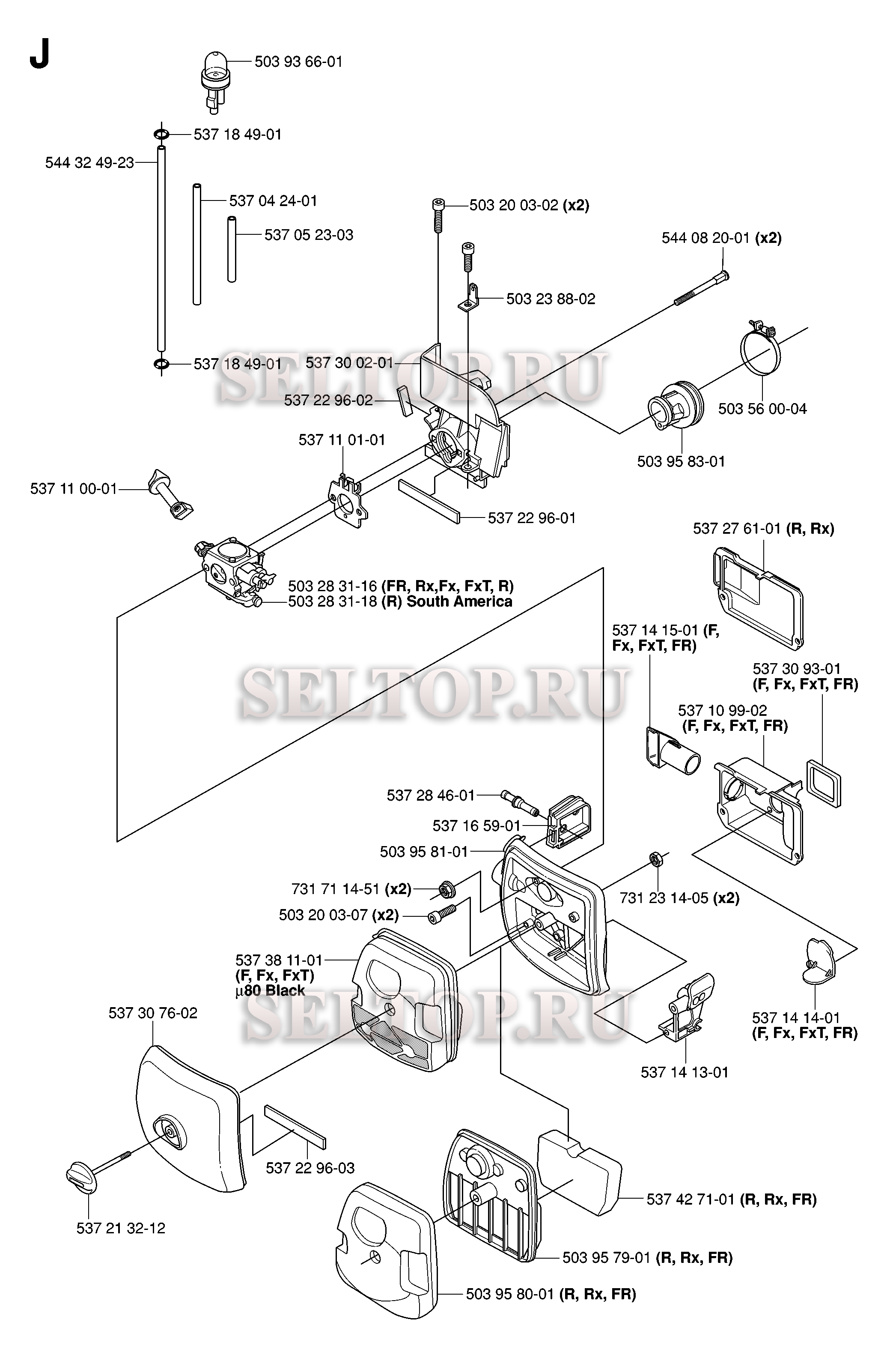 Карбюратор, воздушный фильтр для триммера Husqvarna 345 FX (c 2006-10)