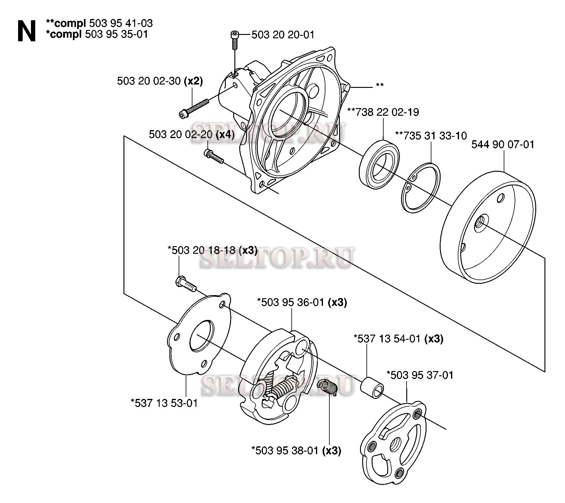 Сцепление для триммера Husqvarna 345 FX (c 2006-10)