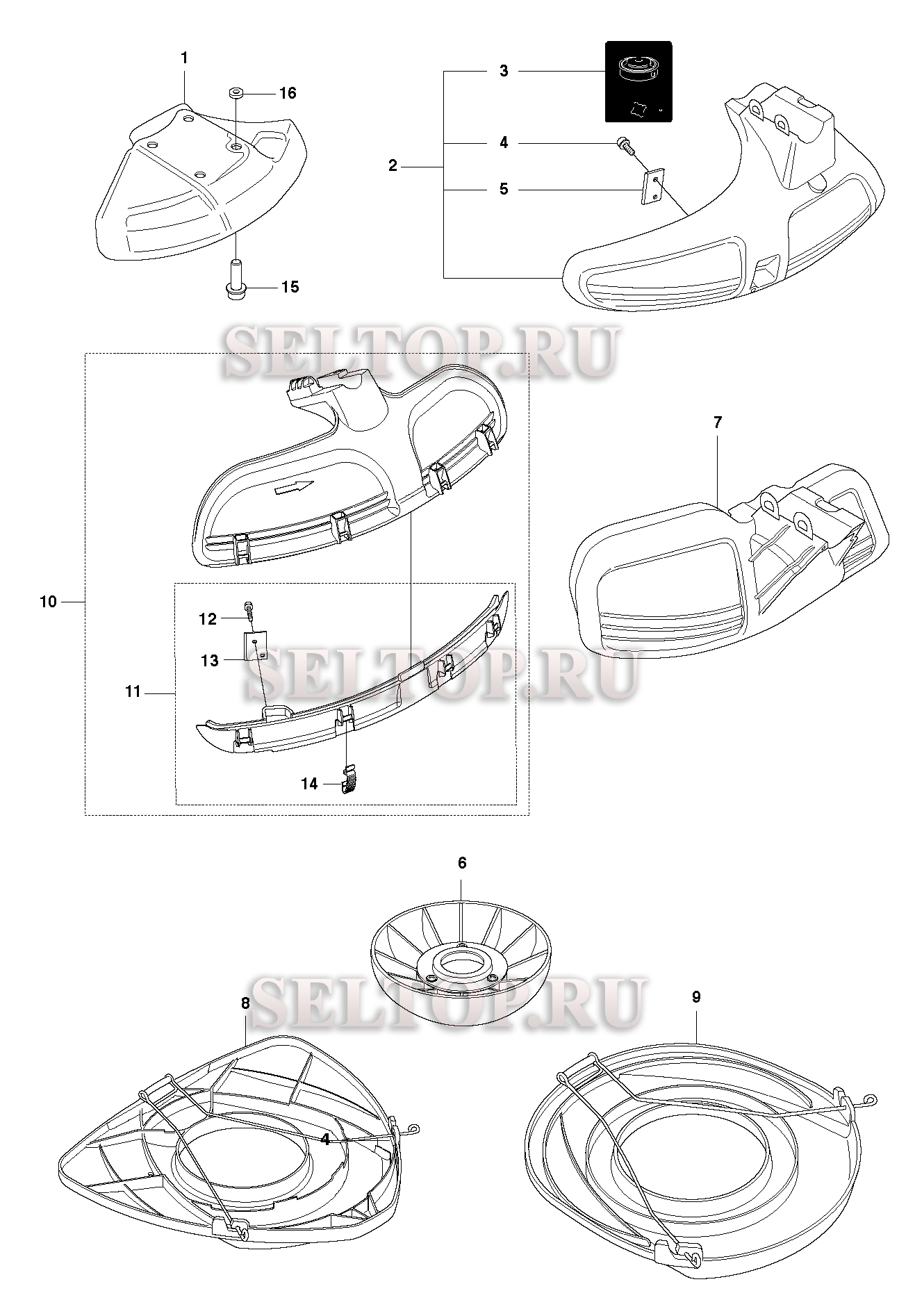 Аксессуары (вариант 2) для триммера Husqvarna 345 FX (c 2010-09)