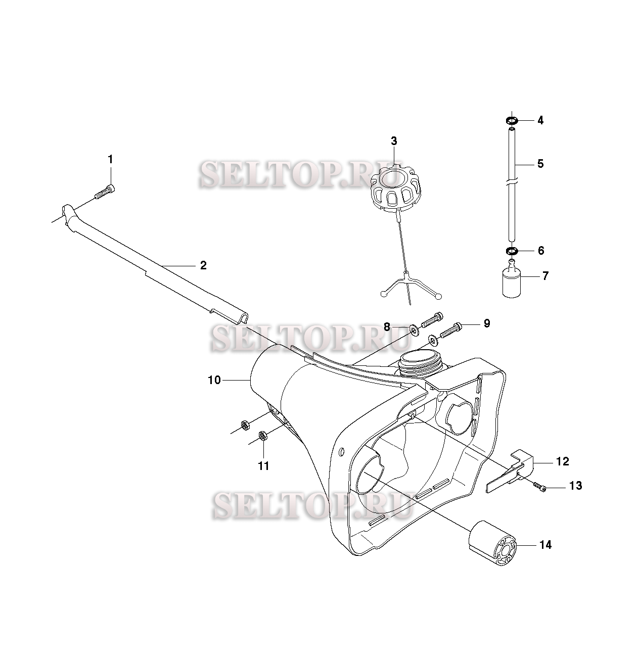 Топливный бак для триммера Husqvarna 345 FX (c 2010-09)