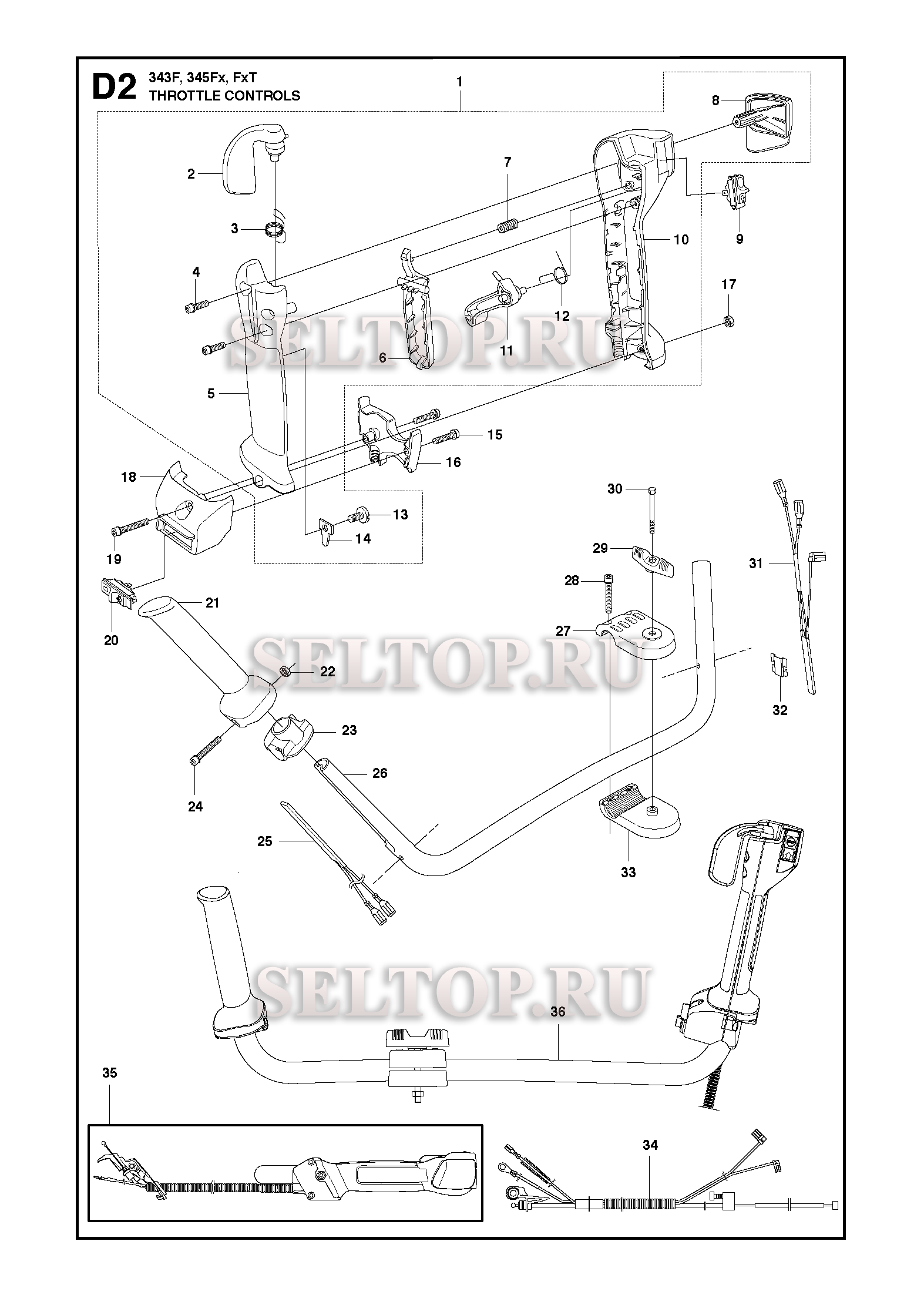Управление дросселем для триммера Husqvarna 345 FX (c 2011-02)
