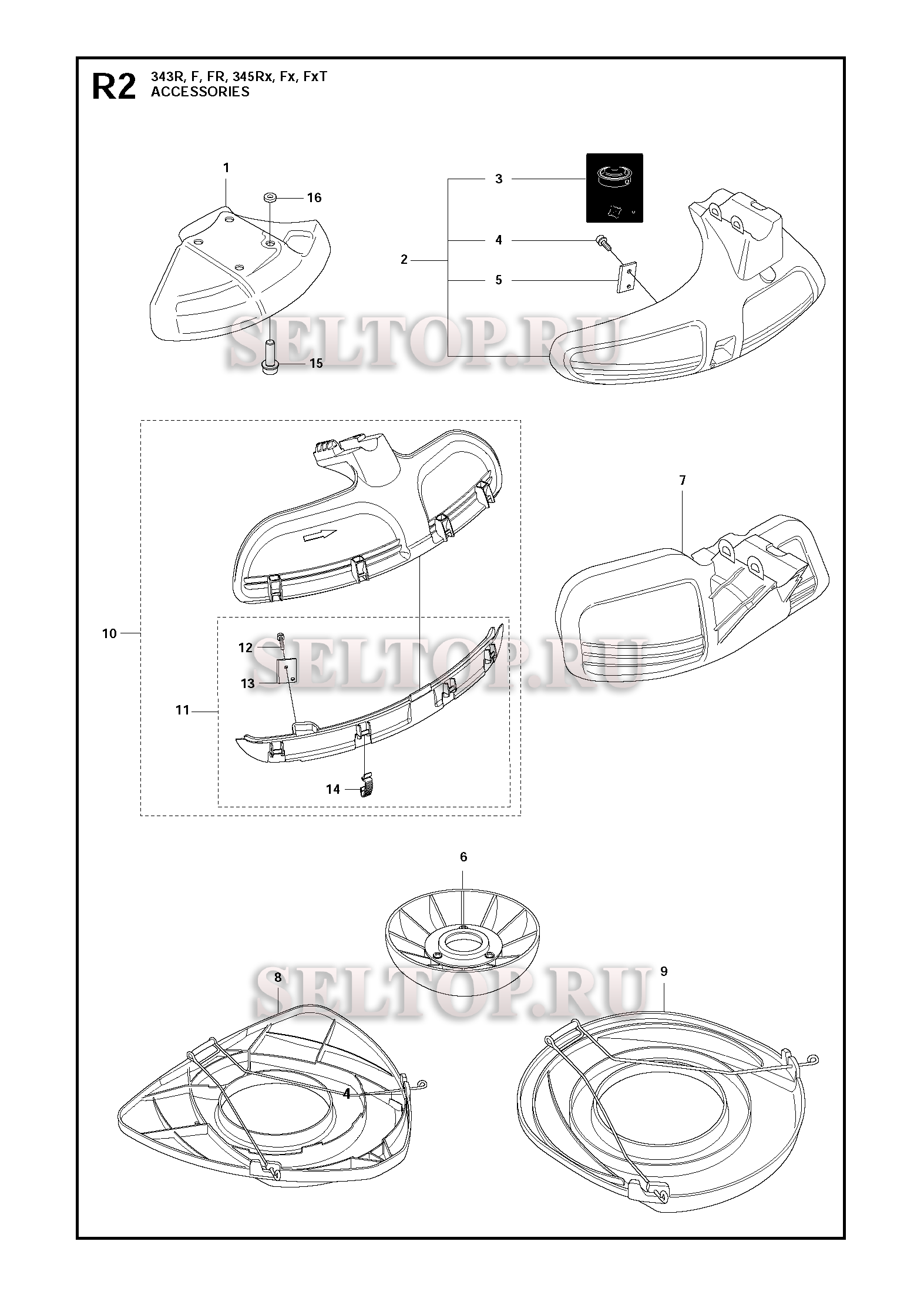 Аксессуары (вариант 2) для триммера Husqvarna 345 RX (c 2014-12)