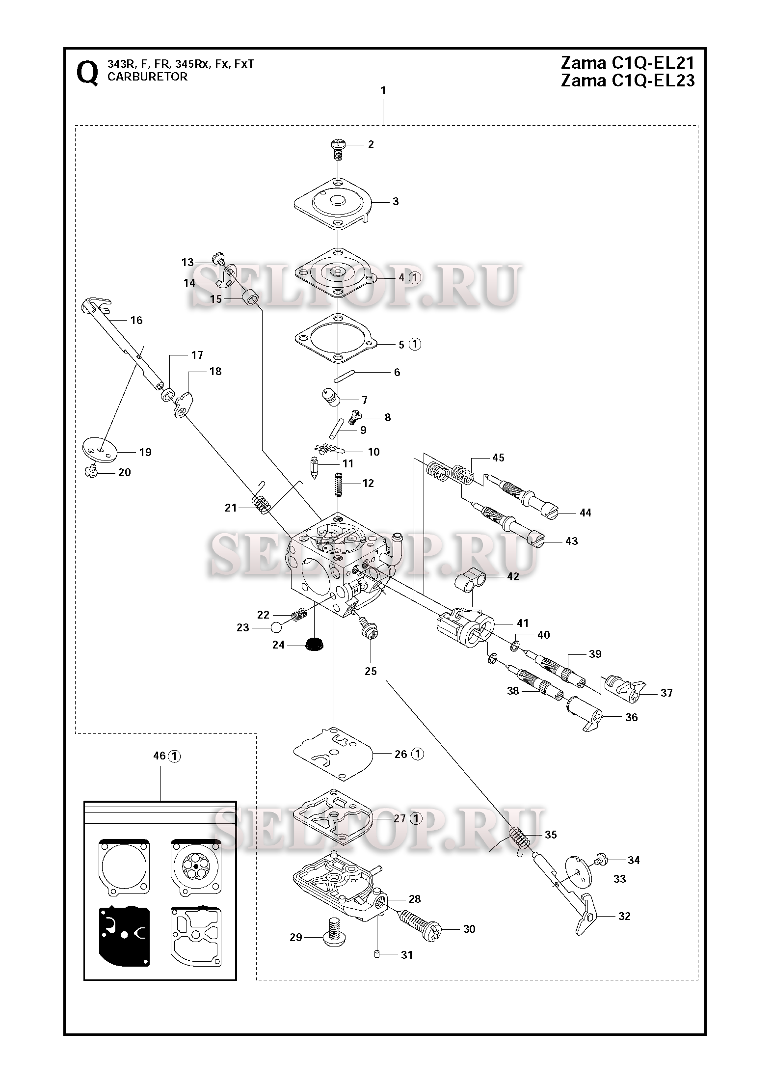 Карбюратор для триммера Husqvarna 345 RX (c 2014-12)