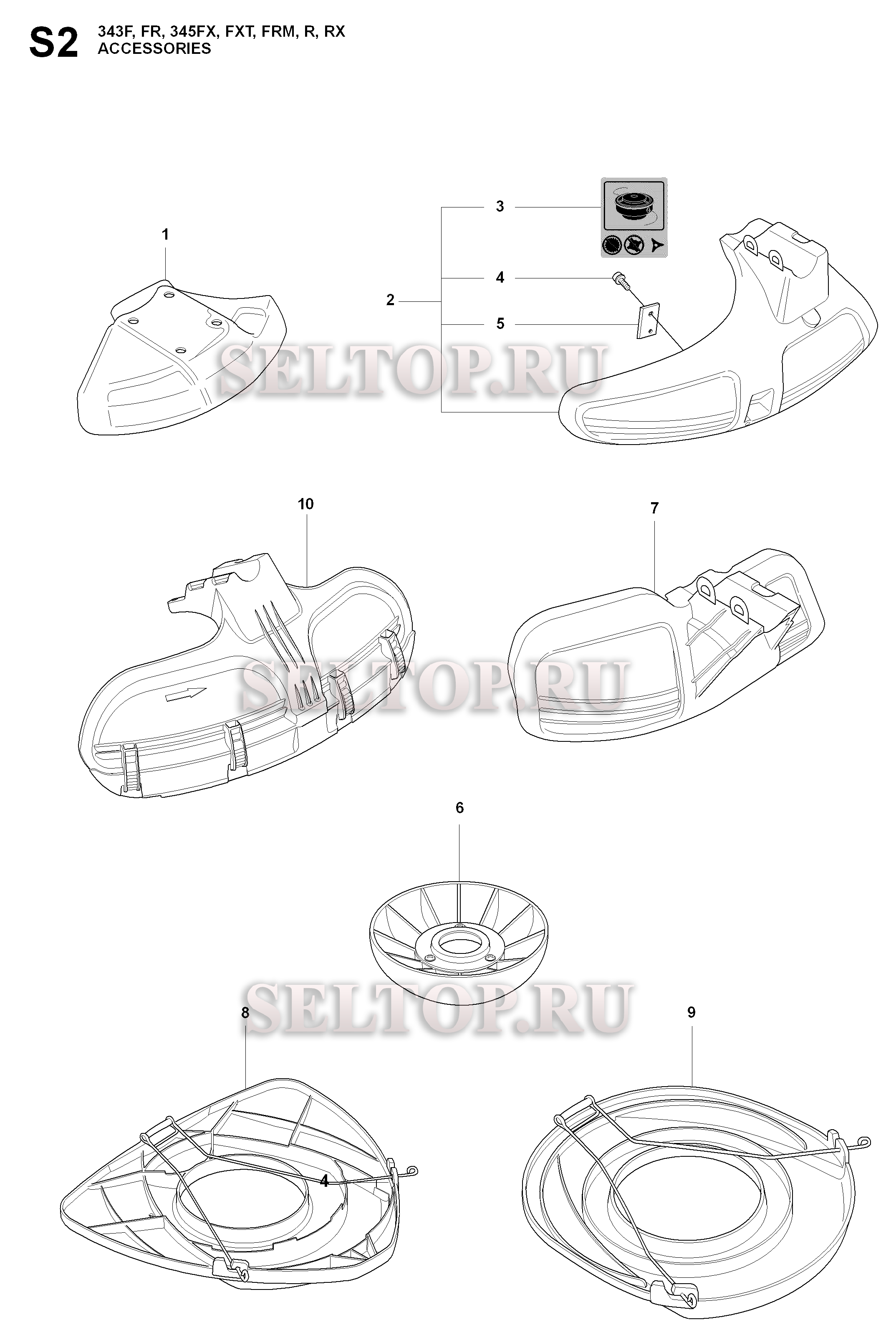 Аксессуары (вариант 2) для триммера Husqvarna 345 RX (c 2008-05)
