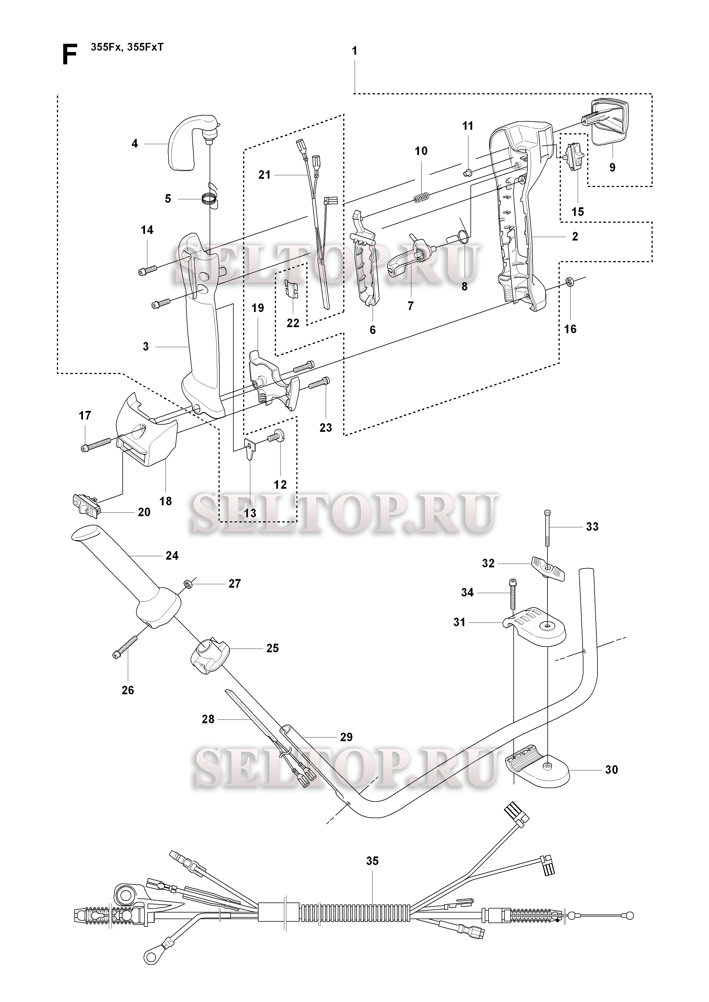 Управление дросселем для триммера Husqvarna 355 FXT (c 2008-07)