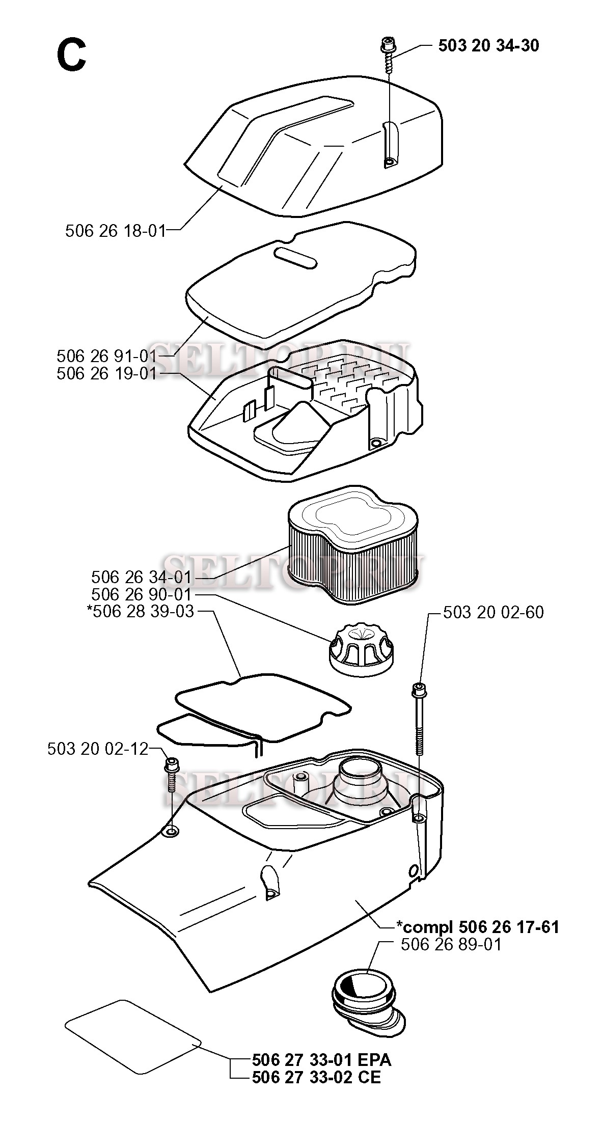 Фильтр для бензореза Husqvarna 371K EPA (с 1999-04)
