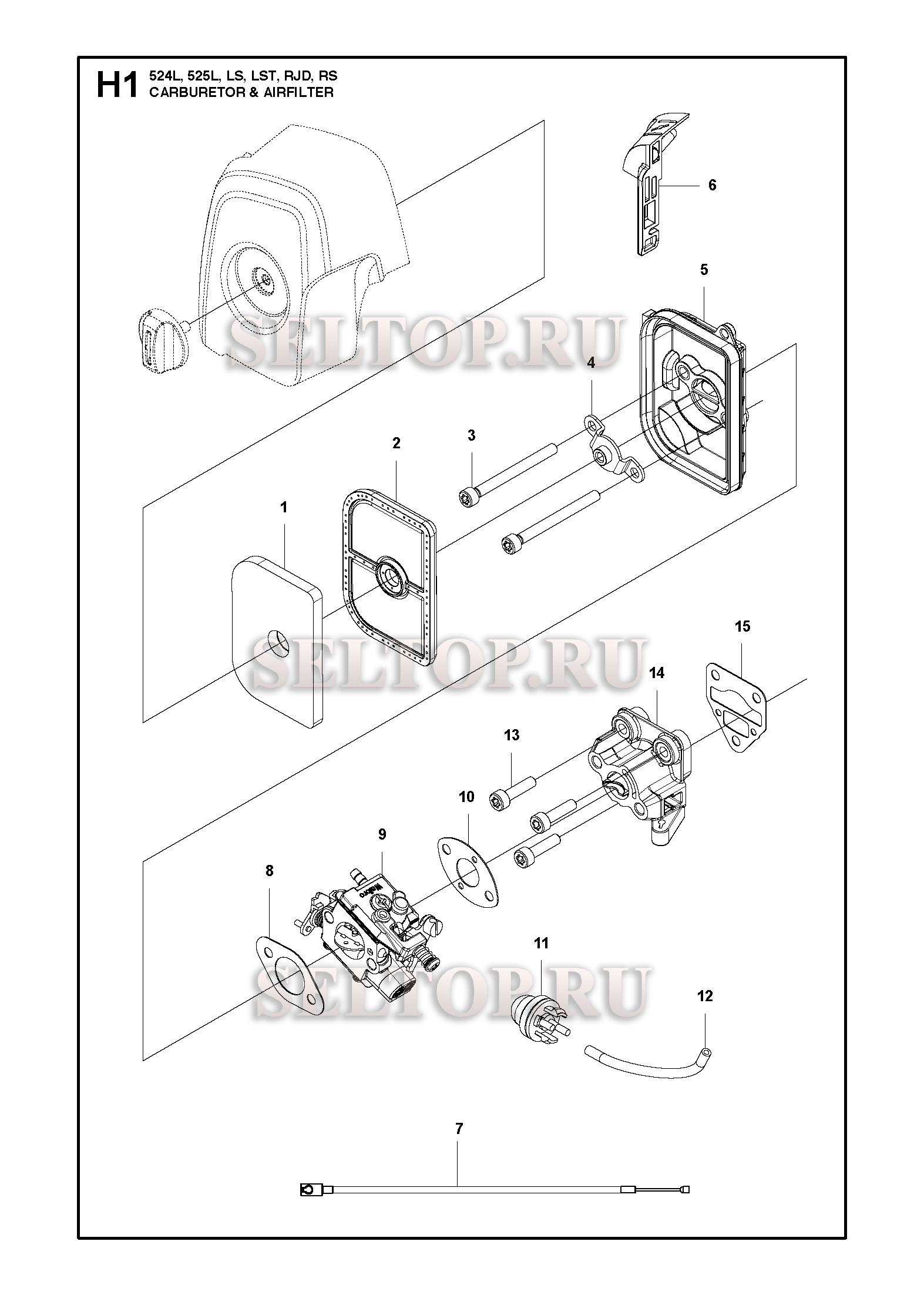 Карбюратор, воздушный фильтр для триммера Husqvarna 525 RS