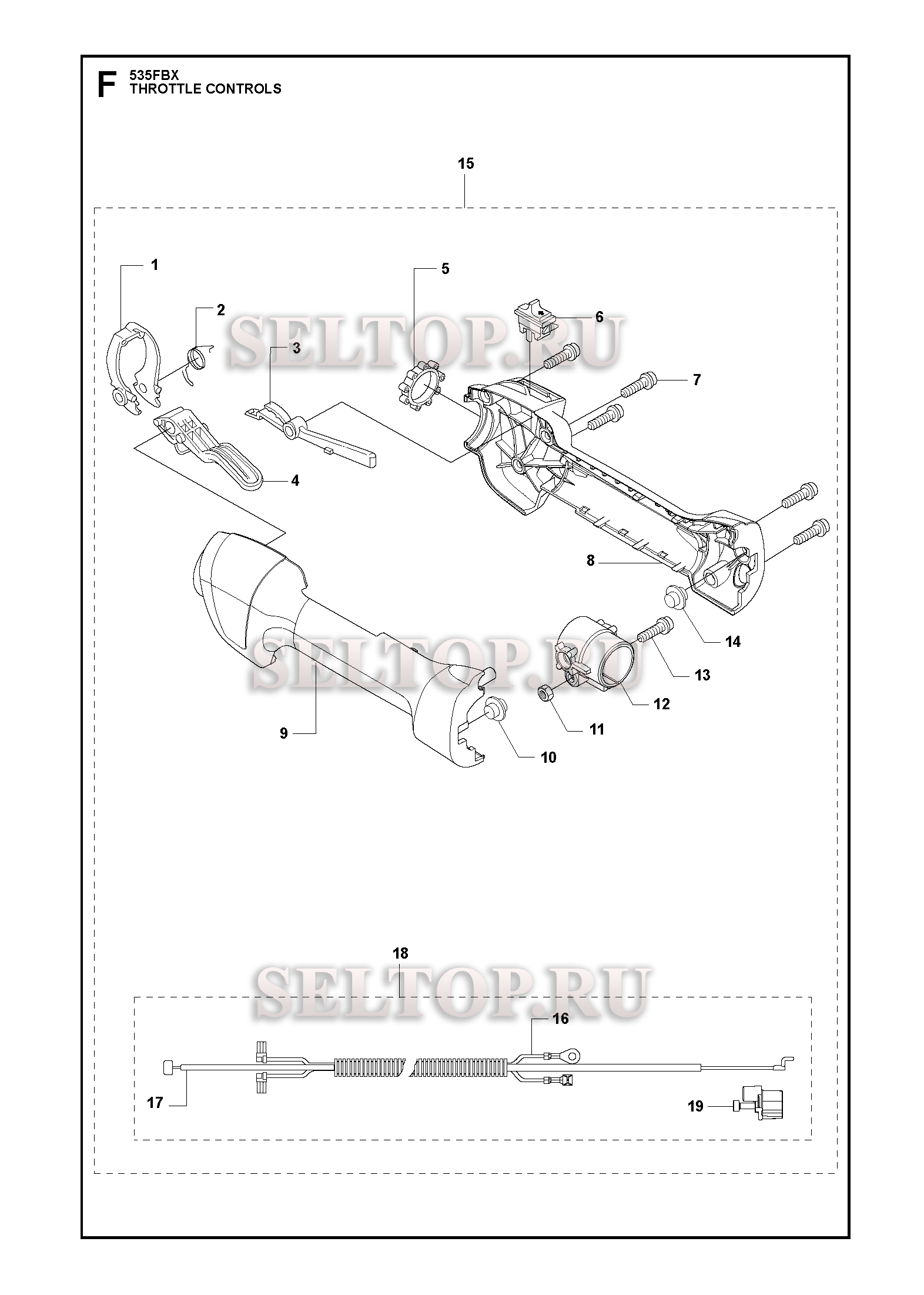 Управление дросселем для триммера Husqvarna 535 FBX