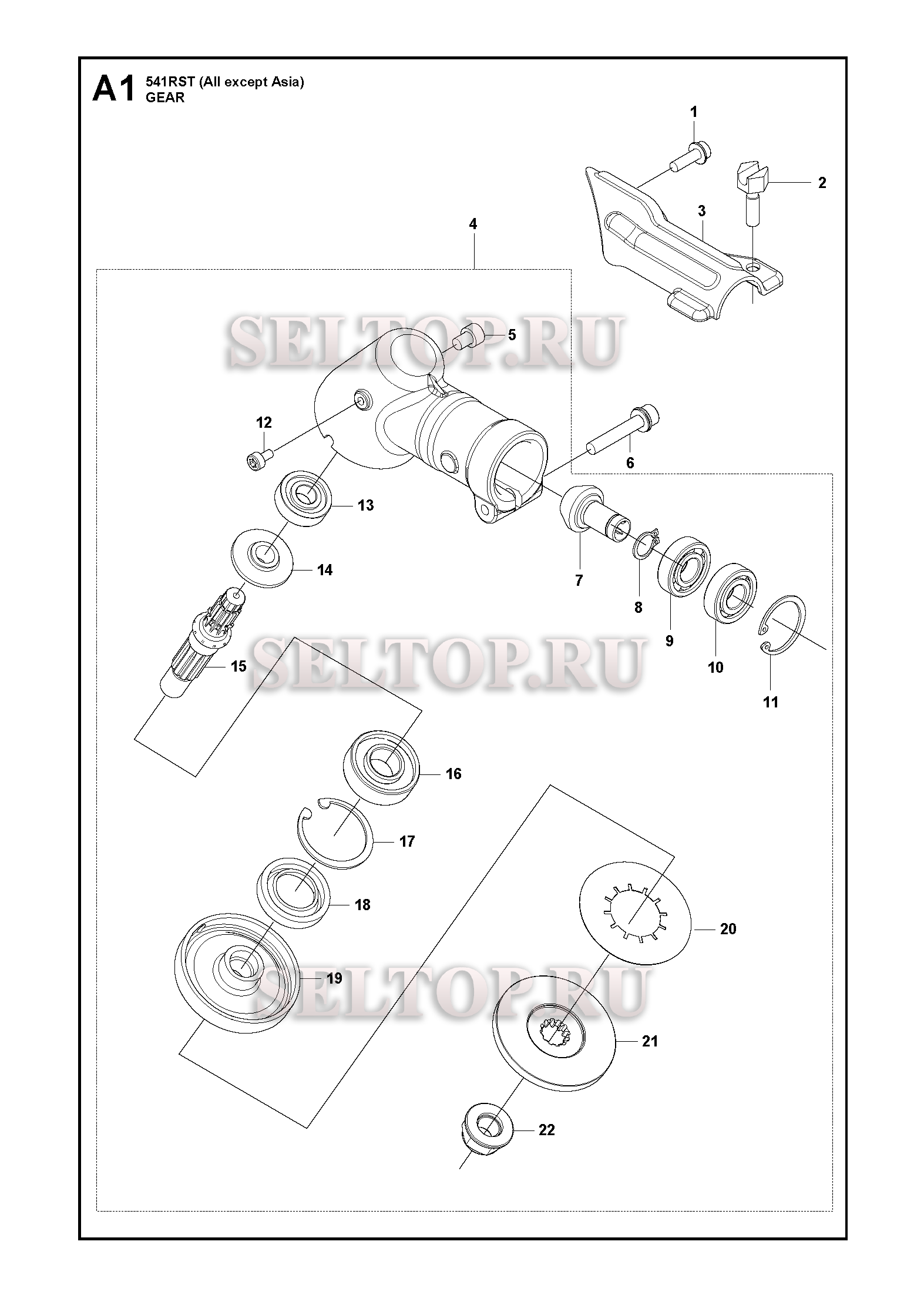 Редуктор, запчасти редуктора для триммера Husqvarna 541 RST (c 2018-01)