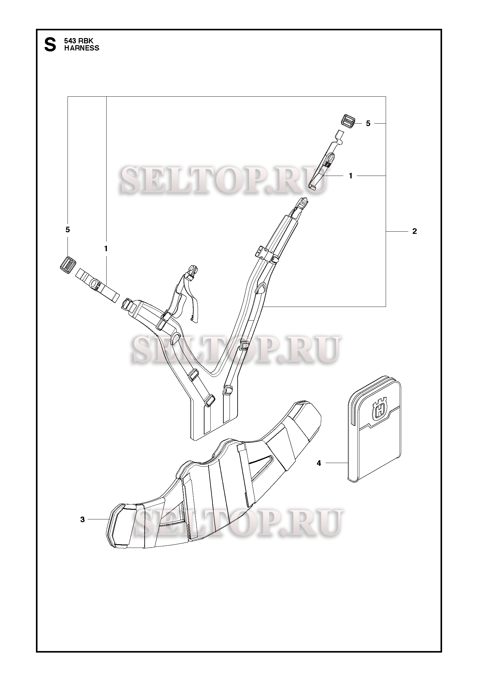 Подвесная система (вариант 2) для триммера Husqvarna 543 RBK (c 2018-06)