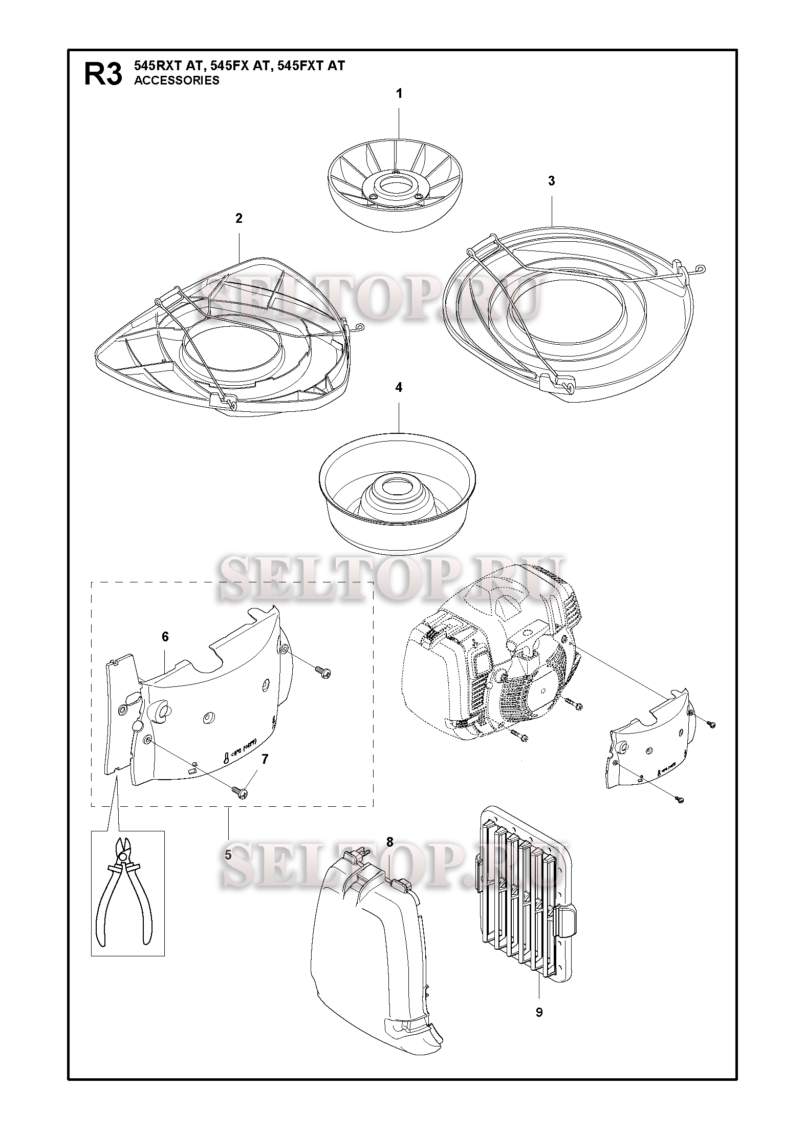 Аксессуары (вариант 2) для триммера Husqvarna 545 FXTAT (c 2017-12)