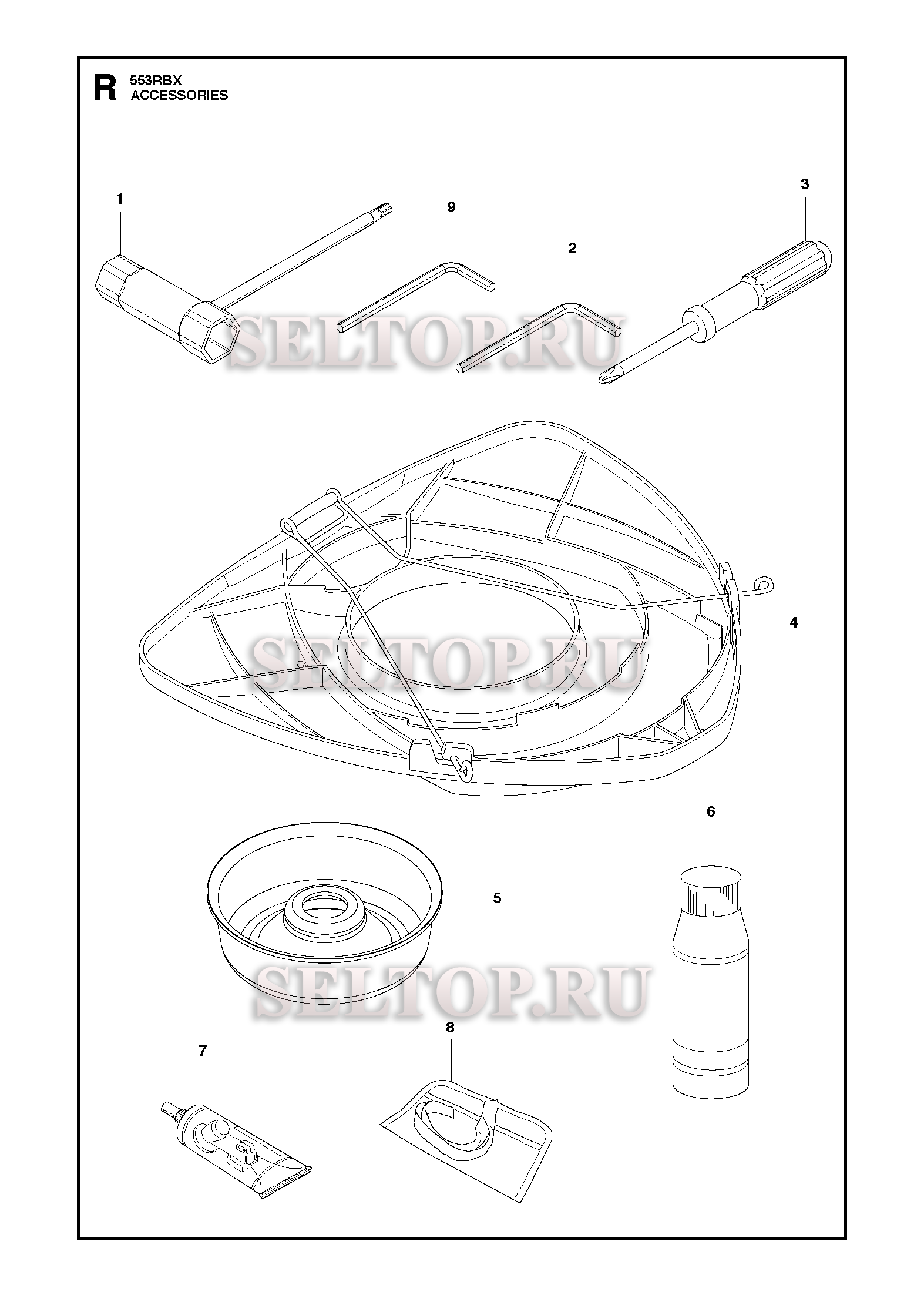 Аксессуары (вариант 2) для триммера Husqvarna 553 RBX (c 2018-02)