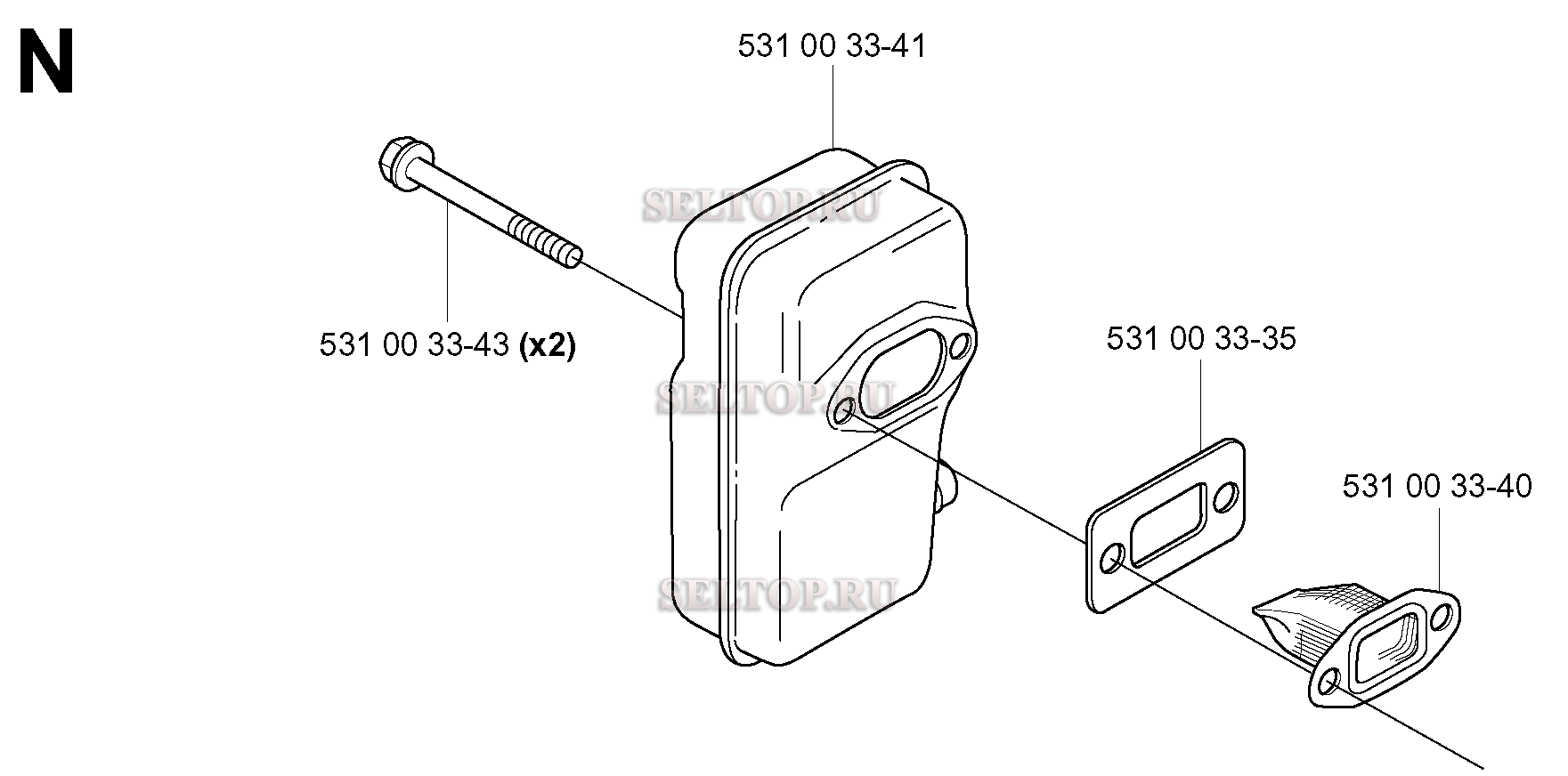 Глушитель для воздуходувки Husqvarna 141 B (артикул модели TEX45D-BC57)