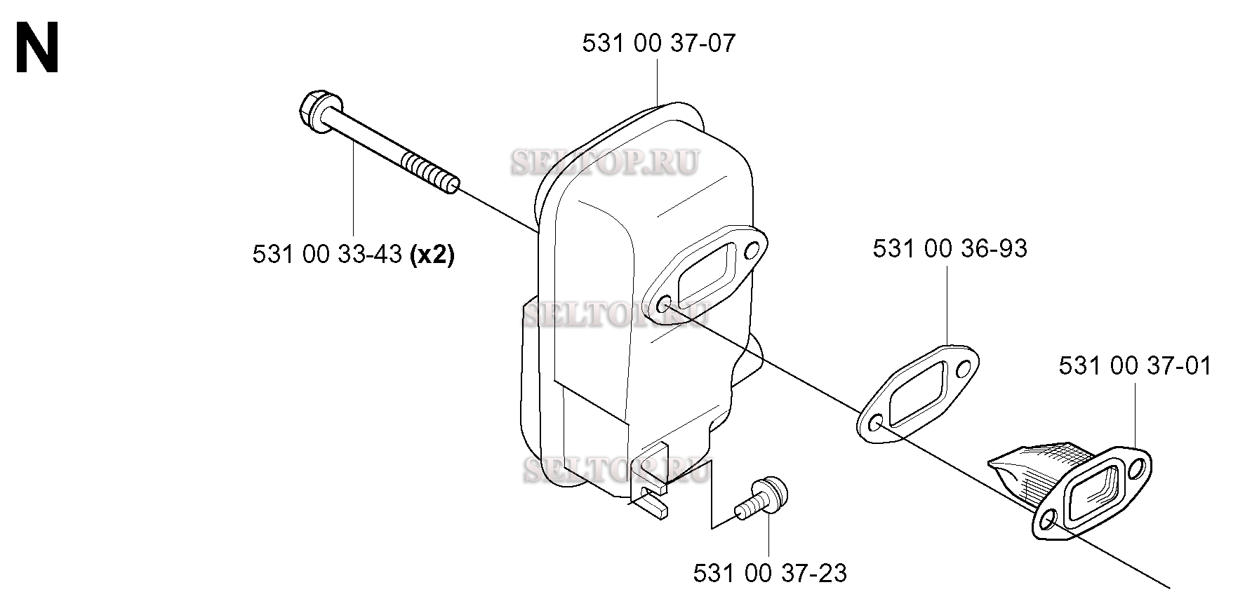 Глушитель для воздуходувки Husqvarna 155 B (артикул модели TEX54D-EC50)