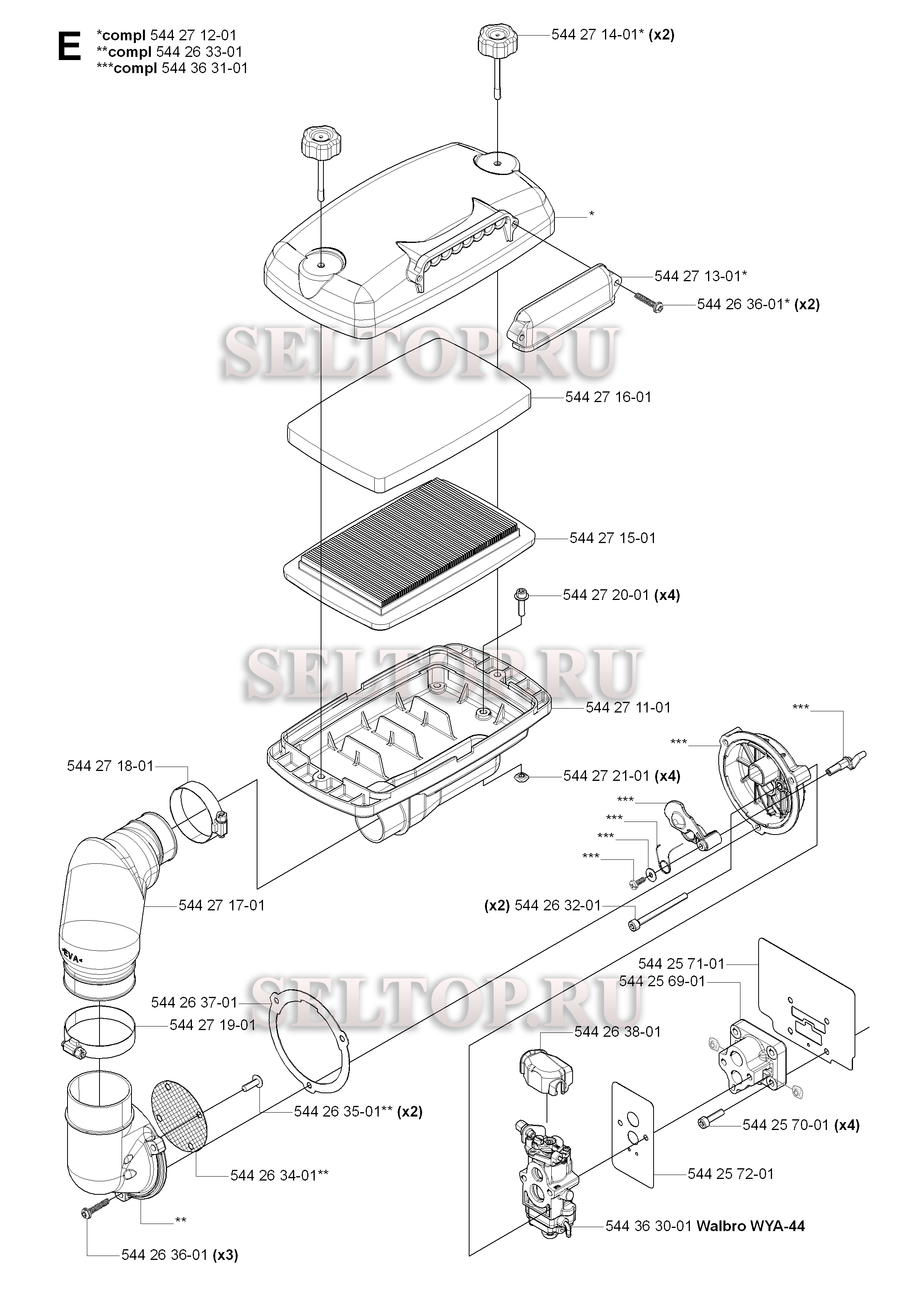 Карбюратор, воздушный фильтр для воздуходувки Husqvarna 170 BF (с 2006-03)