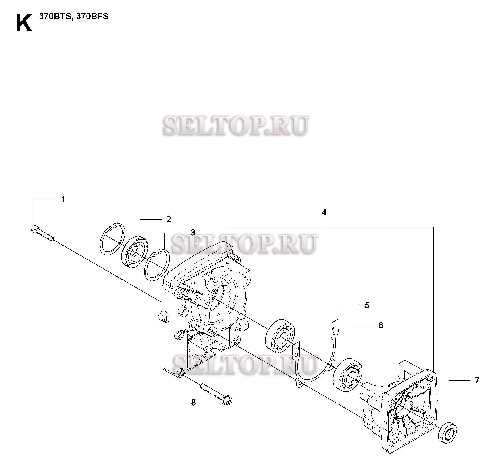 Поршень, коленвал для воздуходувки Husqvarna 370 BTS (с 2009-03)