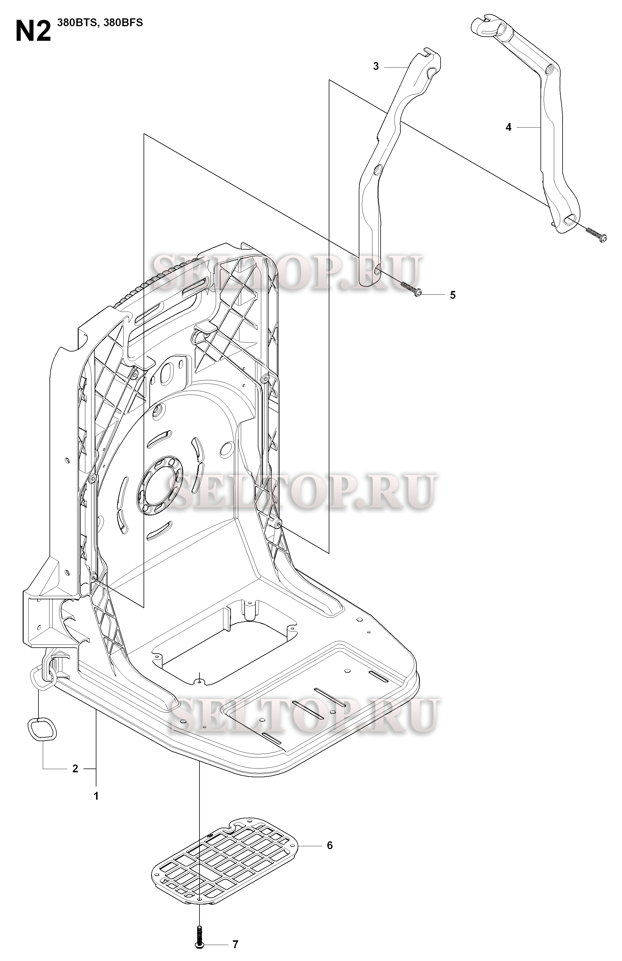 Каркас вариант 2 для воздуходувки Husqvarna 380 BFS (с 2009-03)
