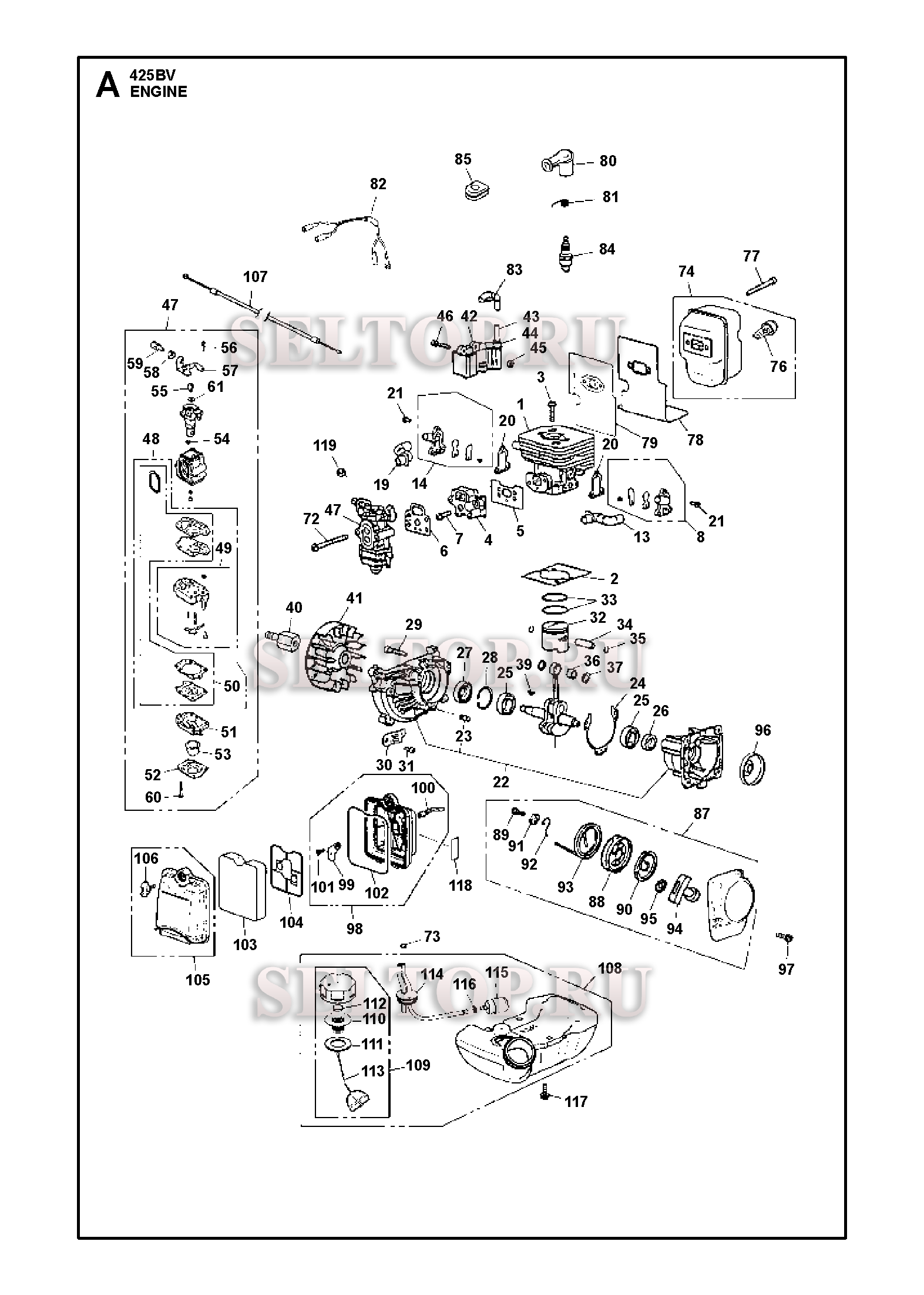 Двигатель для воздуходувки Husqvarna 425 BVS (с 2012-05)