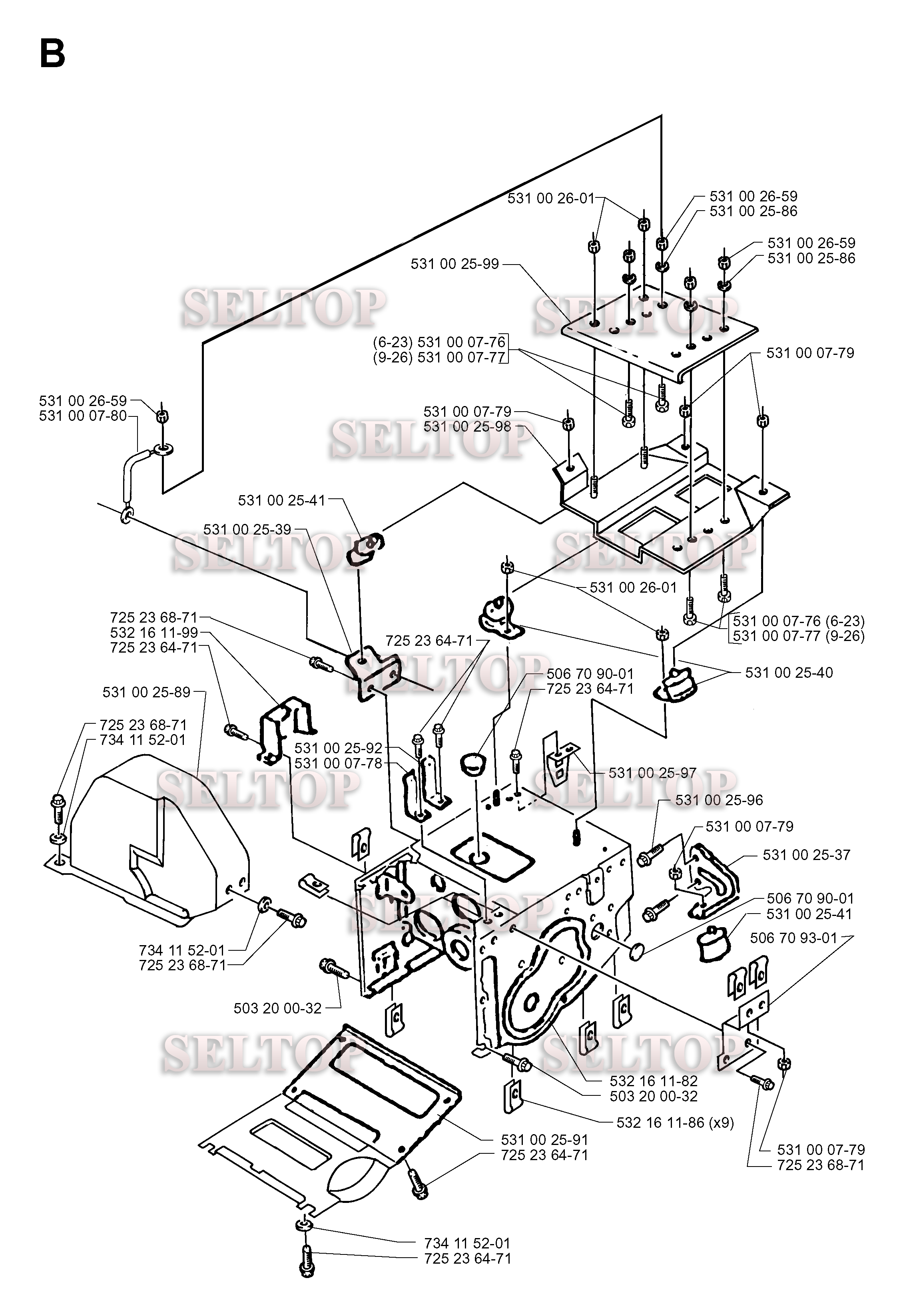 Шасси, рама для Хускварна 10-30 (с 1997-10)