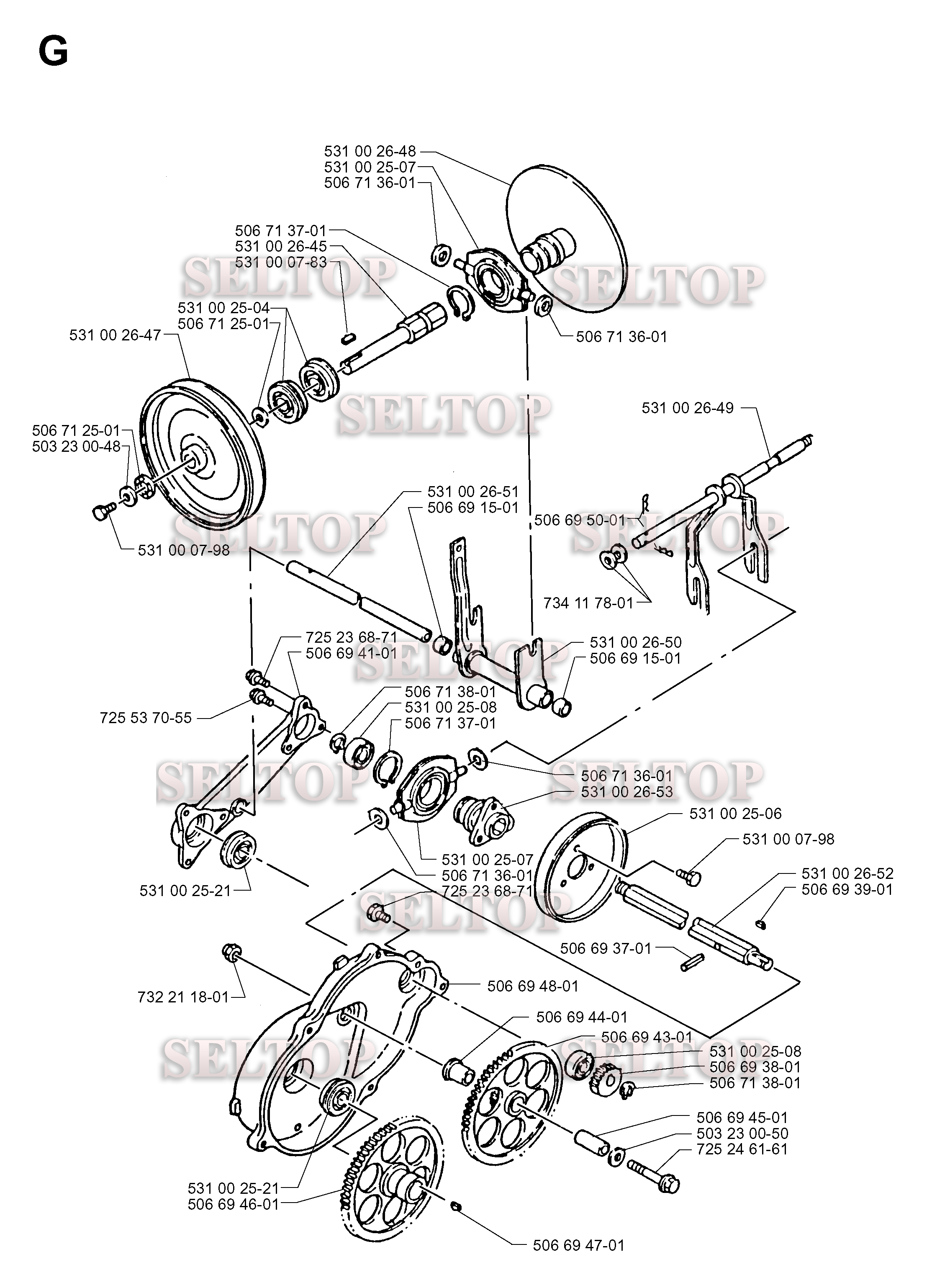 Трансмиссия привода для Хускварна 10-30 (с 1997-10)