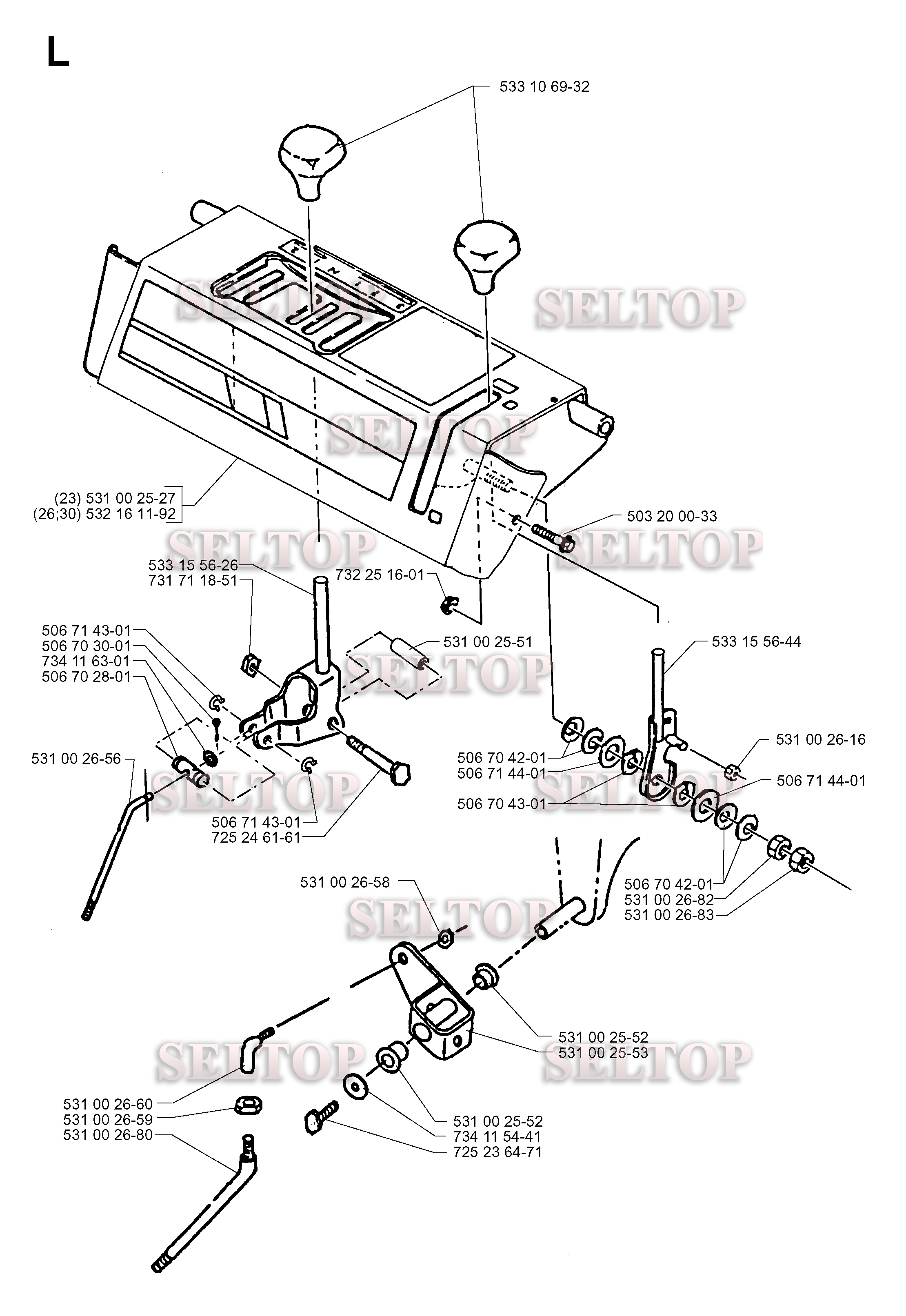 Панель управления, привод разгрузочного желоба для Хускварна 10-30 (с 1997-12) (схема 1)