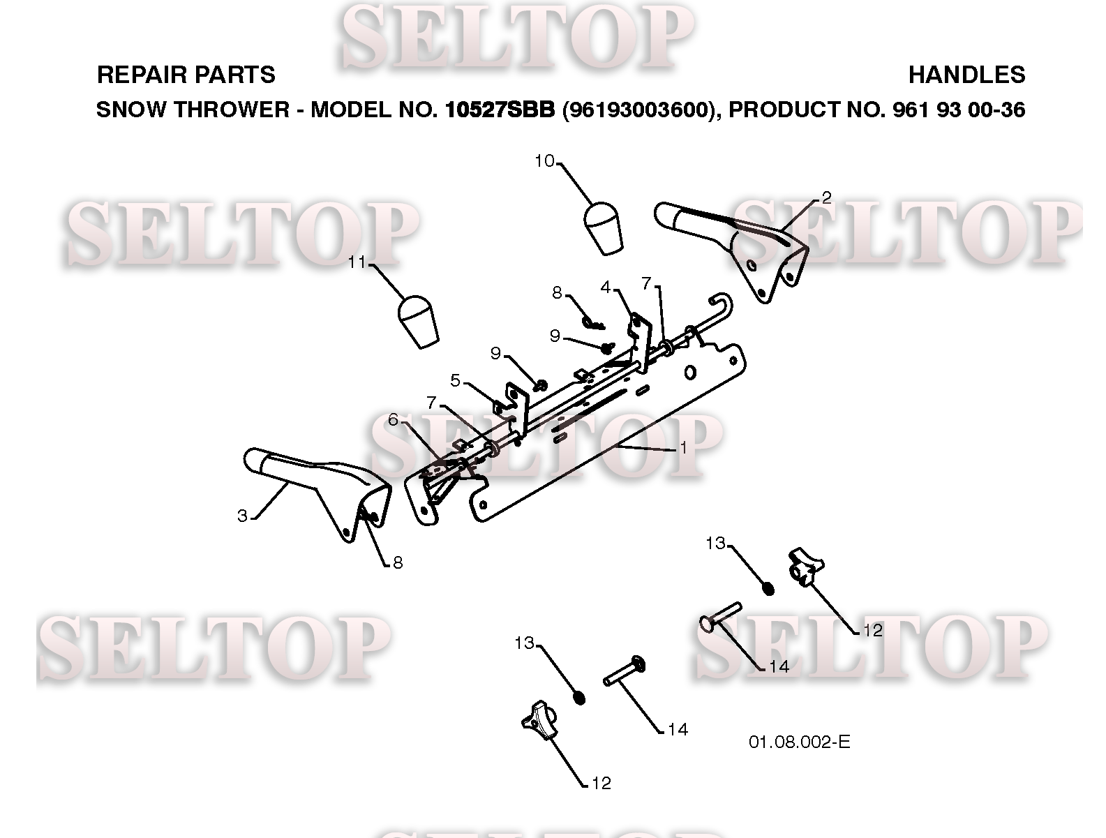 Ручки управления для Хускварна 10527 SBB (артикул модели 96193003600) (с 2008-10) (схема 1)