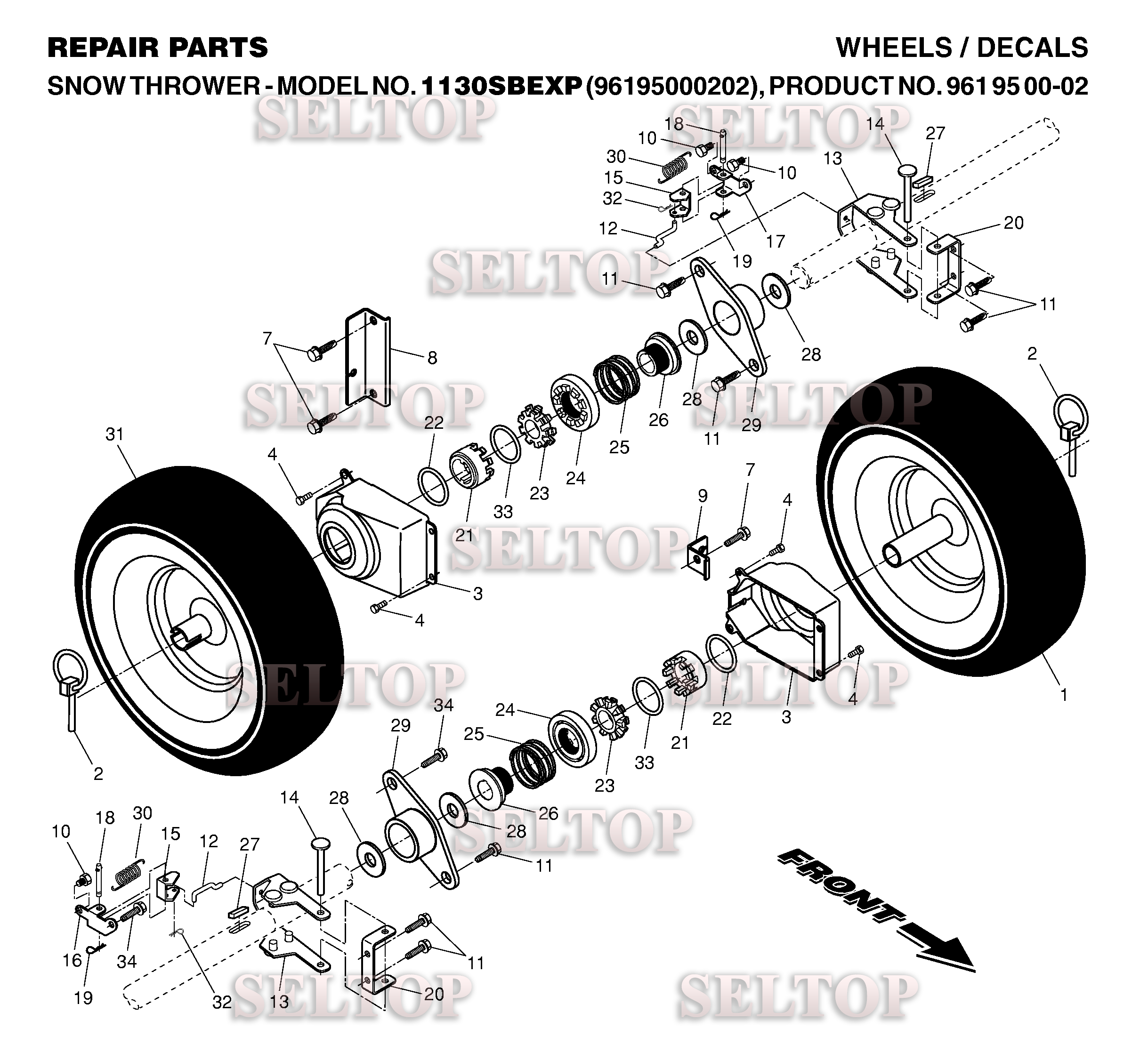 Колеса для Хускварна 1130 SBEXP (артикул модели 96195000202) (с 2006-10)