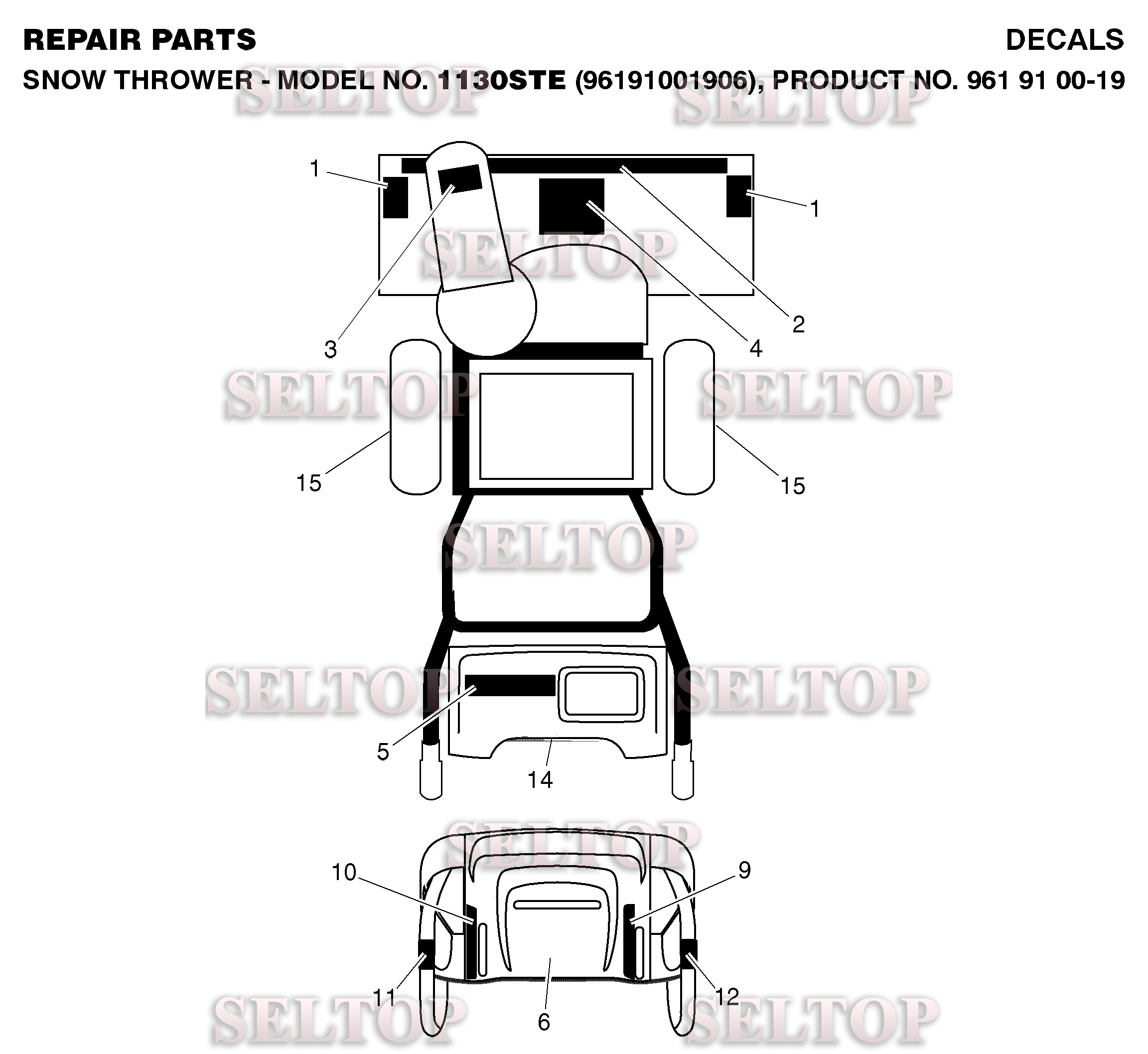 Наклейки для Хускварна 1130 STE (артикул модели 96091001906) (с 2008-11)