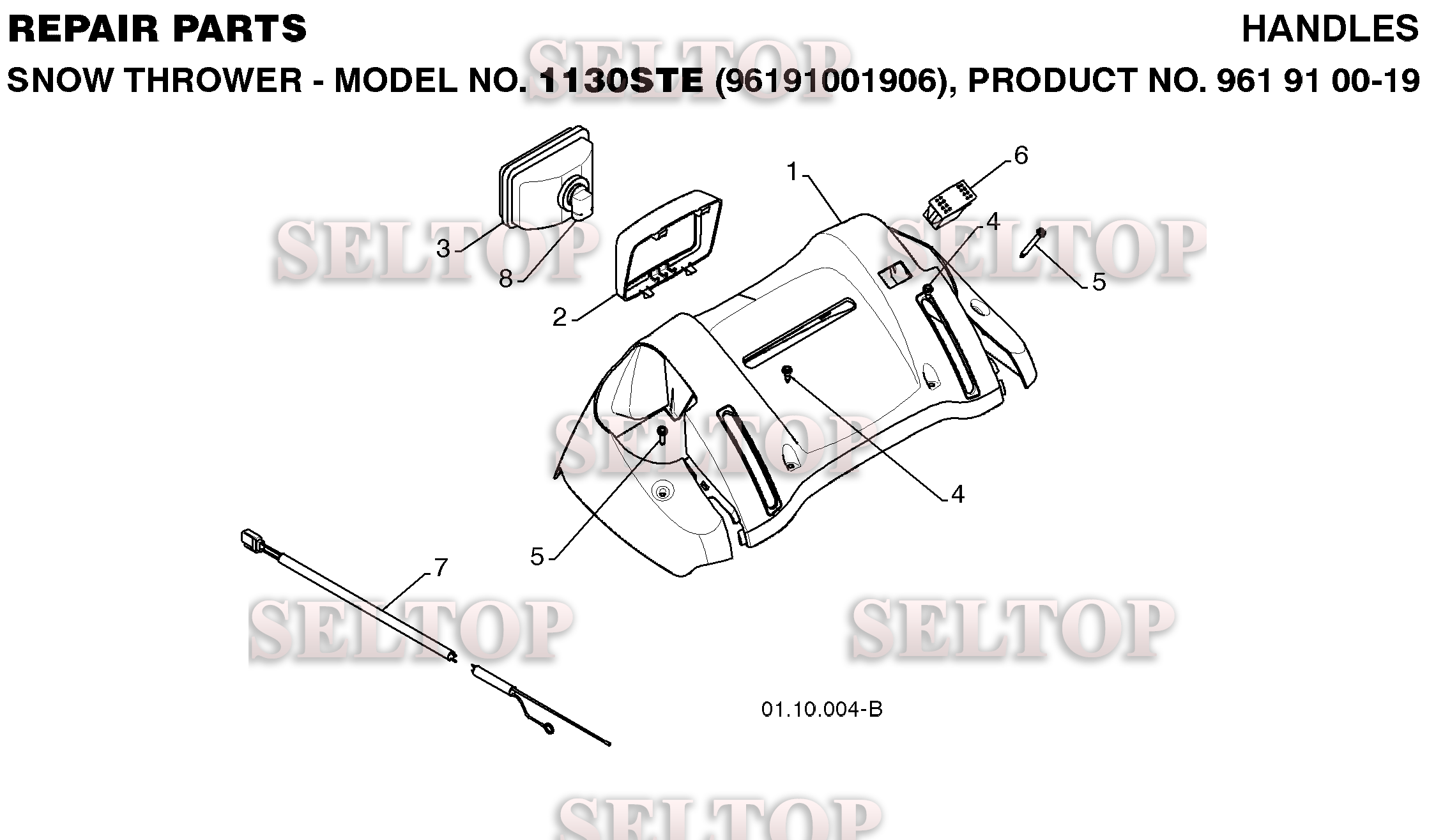 Ручки управления для Хускварна 1130 STE (артикул модели 96091001906) (с 2008-11) (схема 1)