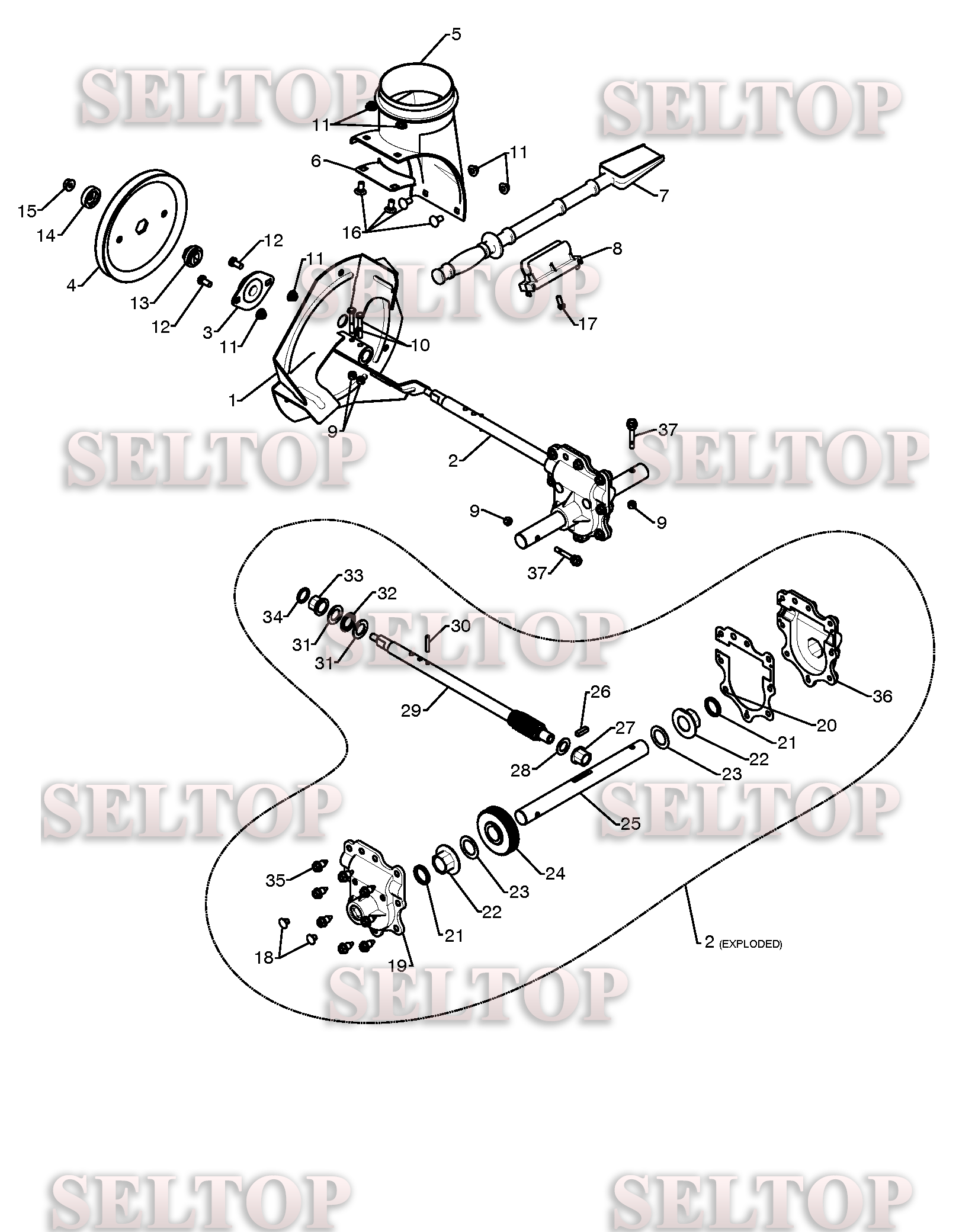 Крыльчатка, редуктор для Хускварна 12524 SB (артикул модели 96193004600) (с 2009-09)