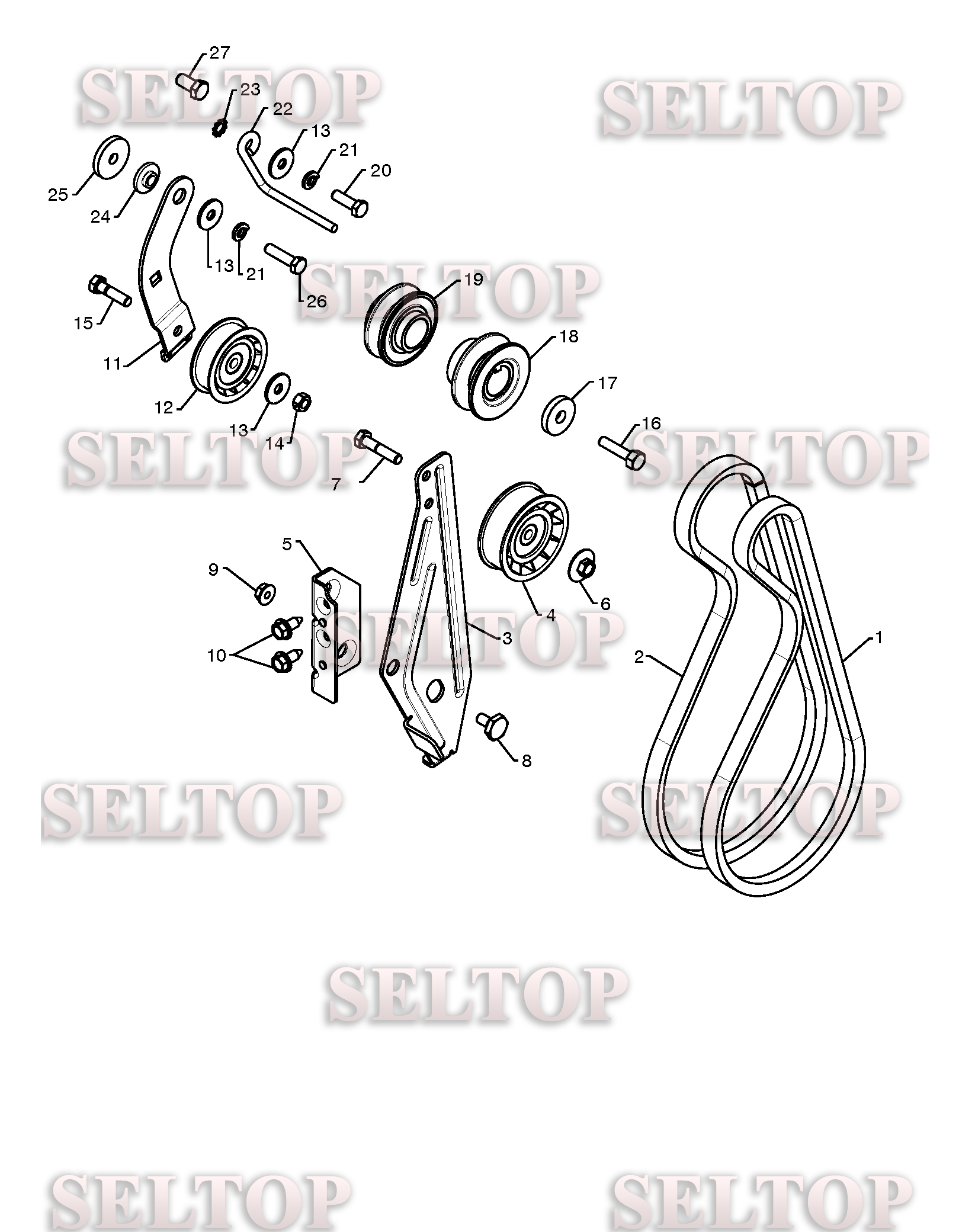 Защита ремня, шкивы для Хускварна 12524 SB (артикул модели 96193004600) (с 2009-09)