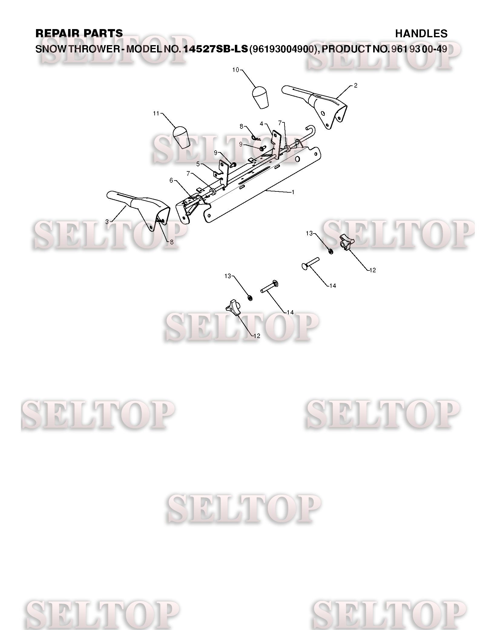 Ручка для Хускварна 12527 HV (артикул модели 96193005300) (с 2010-06)