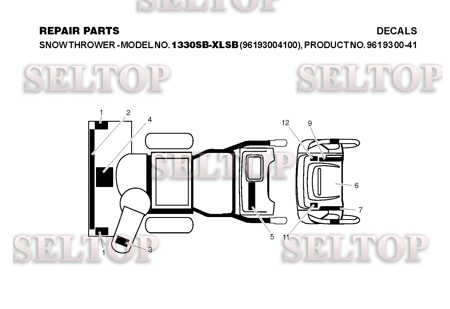 Наклейки для Хускварна 1330 SBXLSB (артикул модели 96193004100) (с 2009-02)