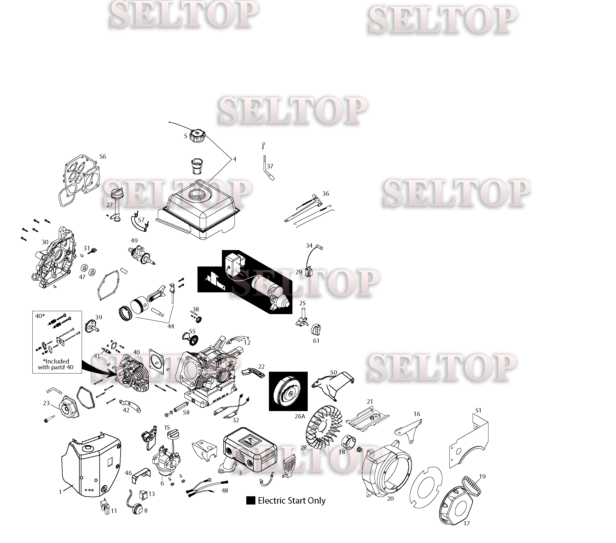 Двигатель для Хускварна 1827 SB (артикул модели 96193004701) (с 2009-09)