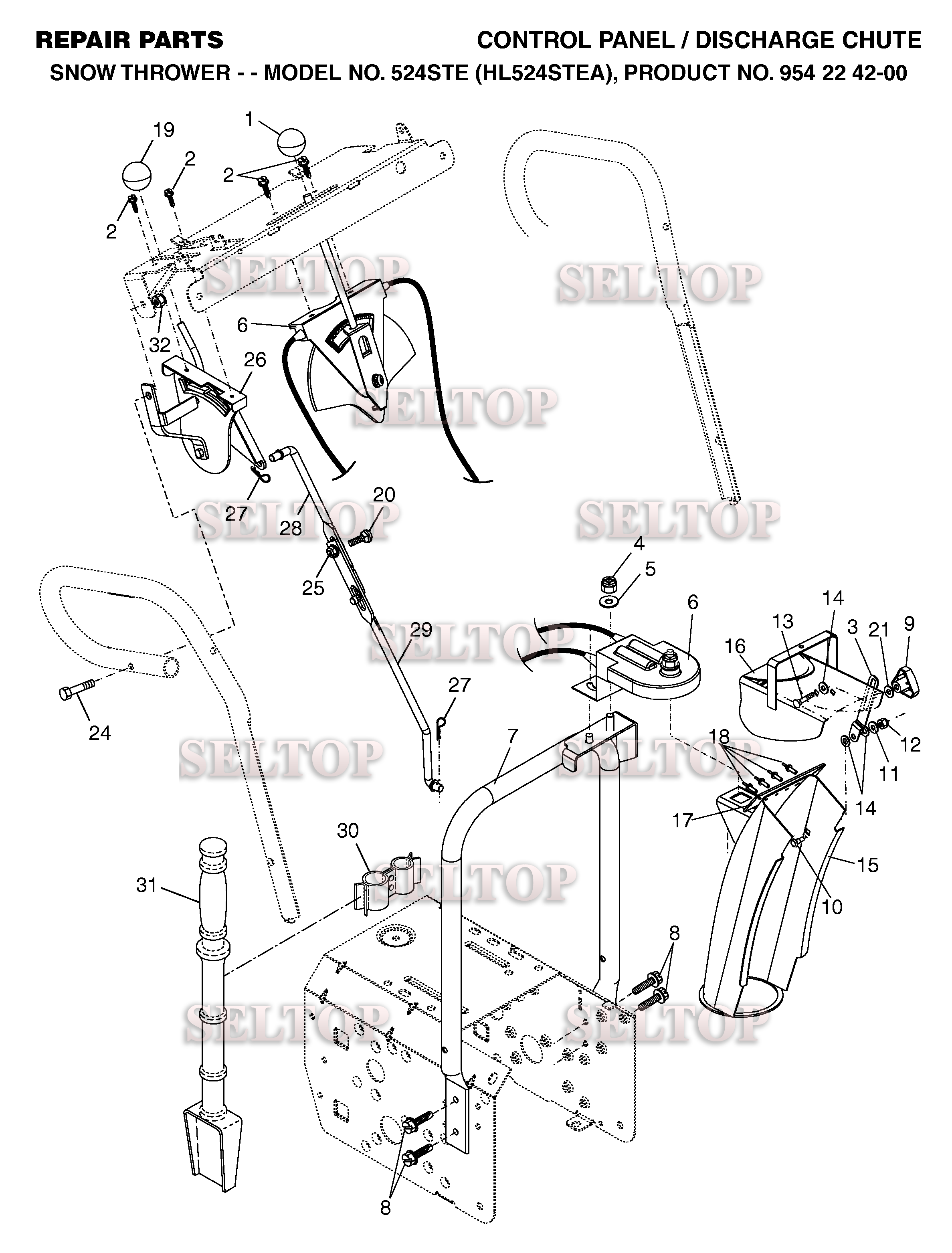 Панель управления, привод разгрузочного желоба для Хускварна 524 STE (артикул модели 954224200) (с 2004-08)