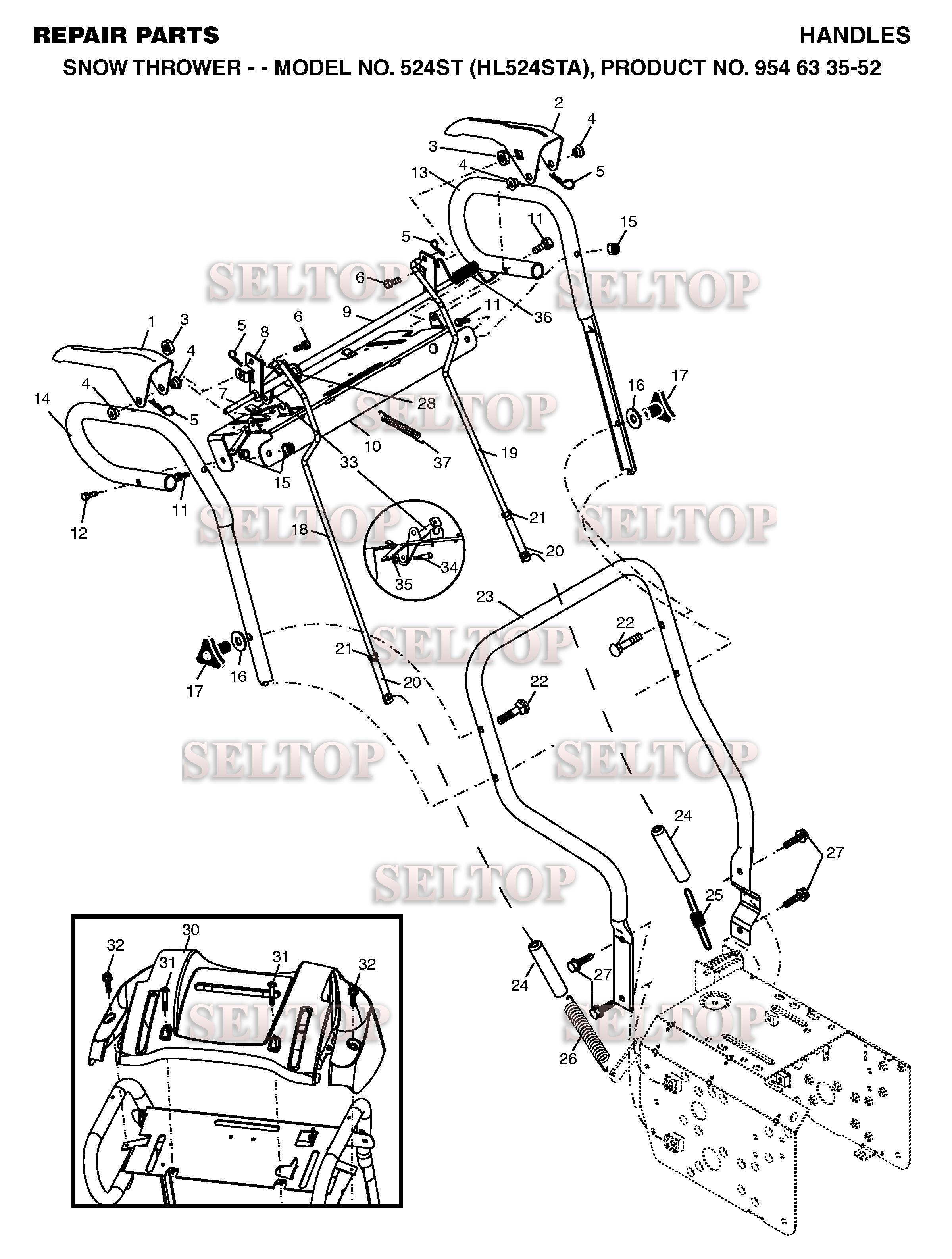 Ручки управления для Хускварна 524 ST (с 2004-03)