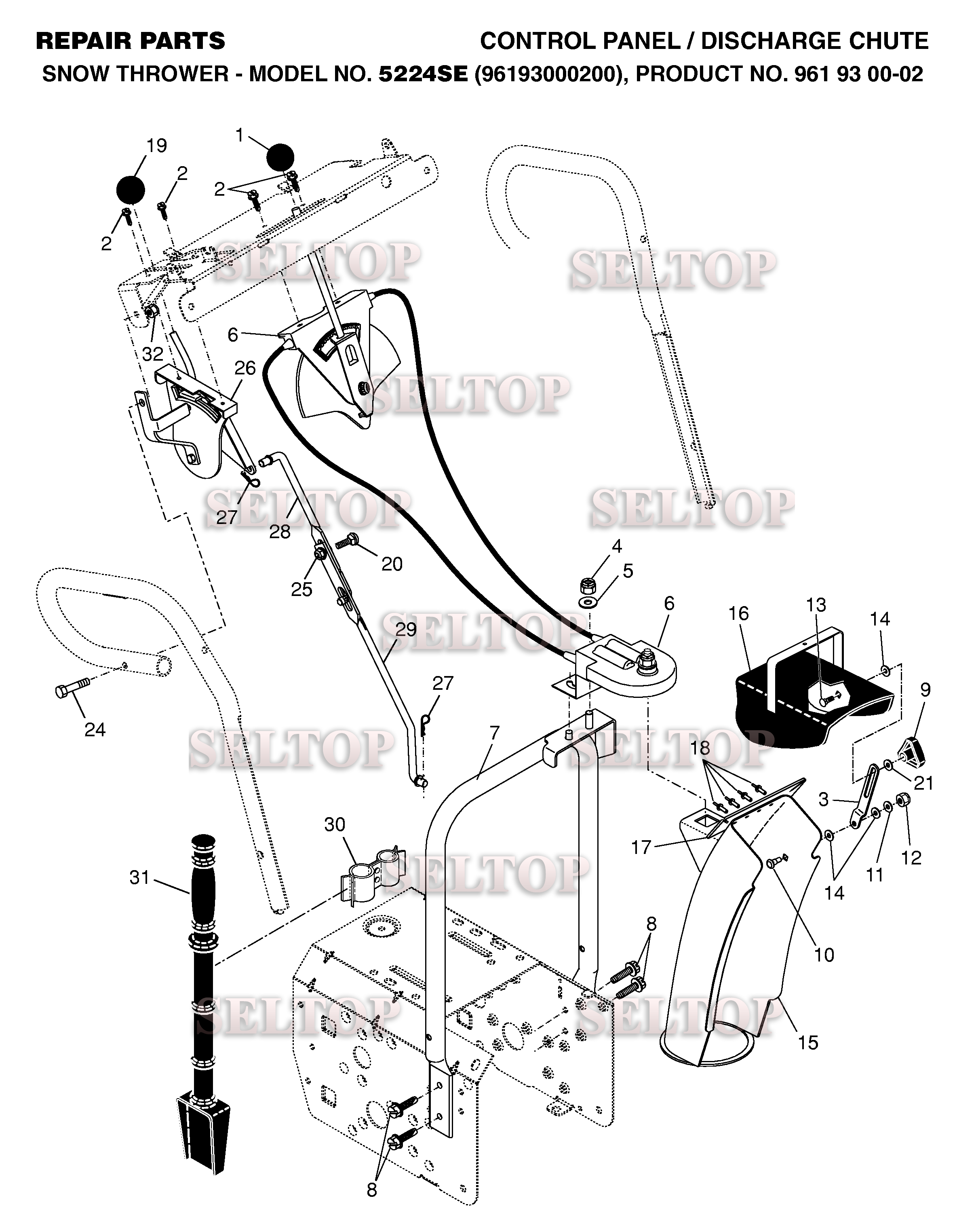 Панель управления, привод разгрузочного желоба для Хускварна 5524 SE (артикул модели 96193000200) (с 2006-05)