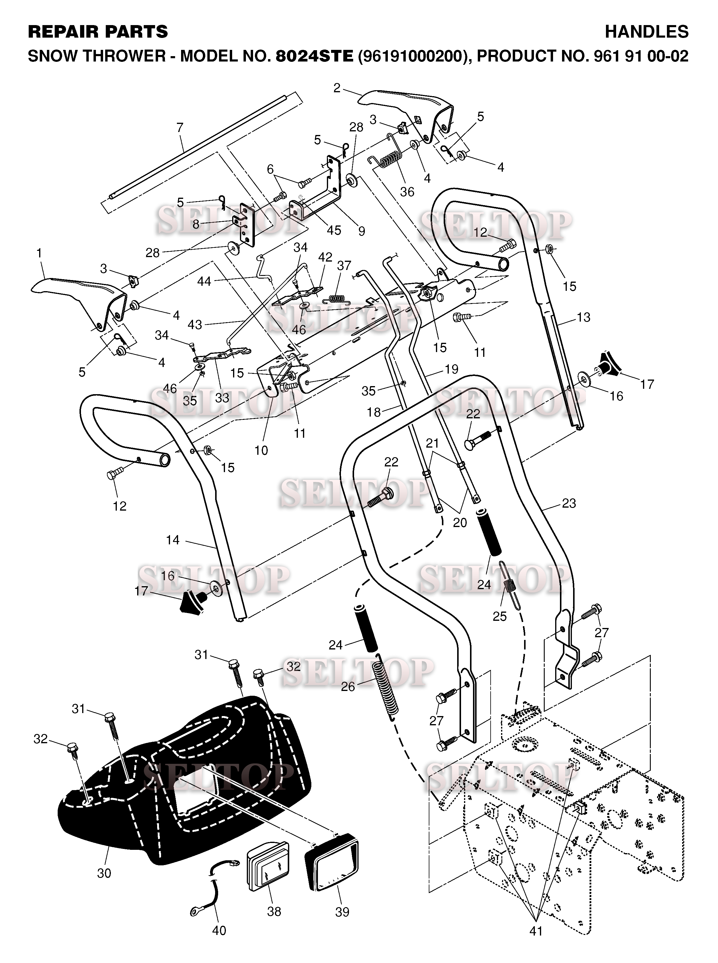 Ручка для Хускварна 8024 STE (артикул модели 96191000200) (с 2005-10)