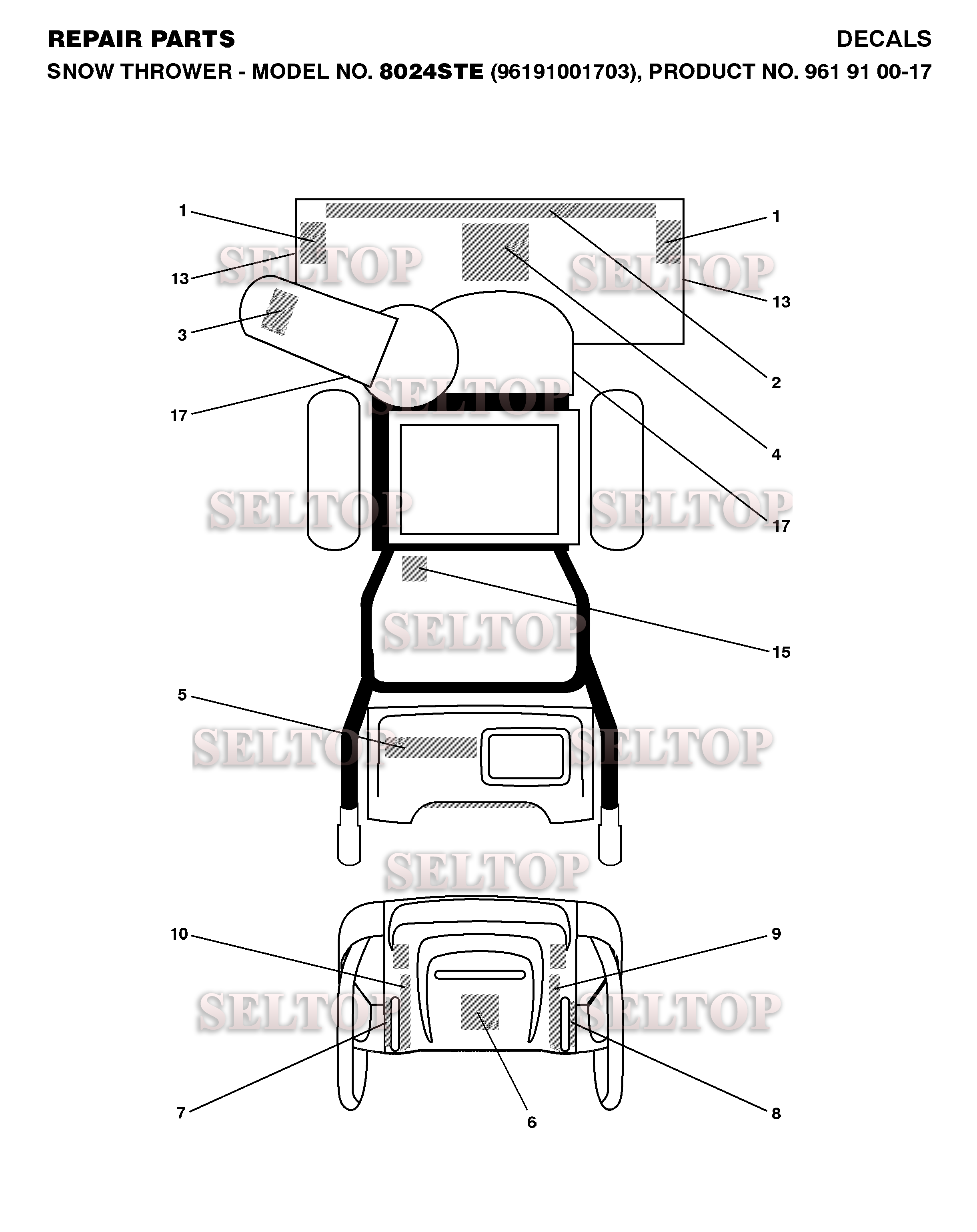 Наклейки для Хускварна 8024 STE (артикул модели 96191001703) (с 2008-11)