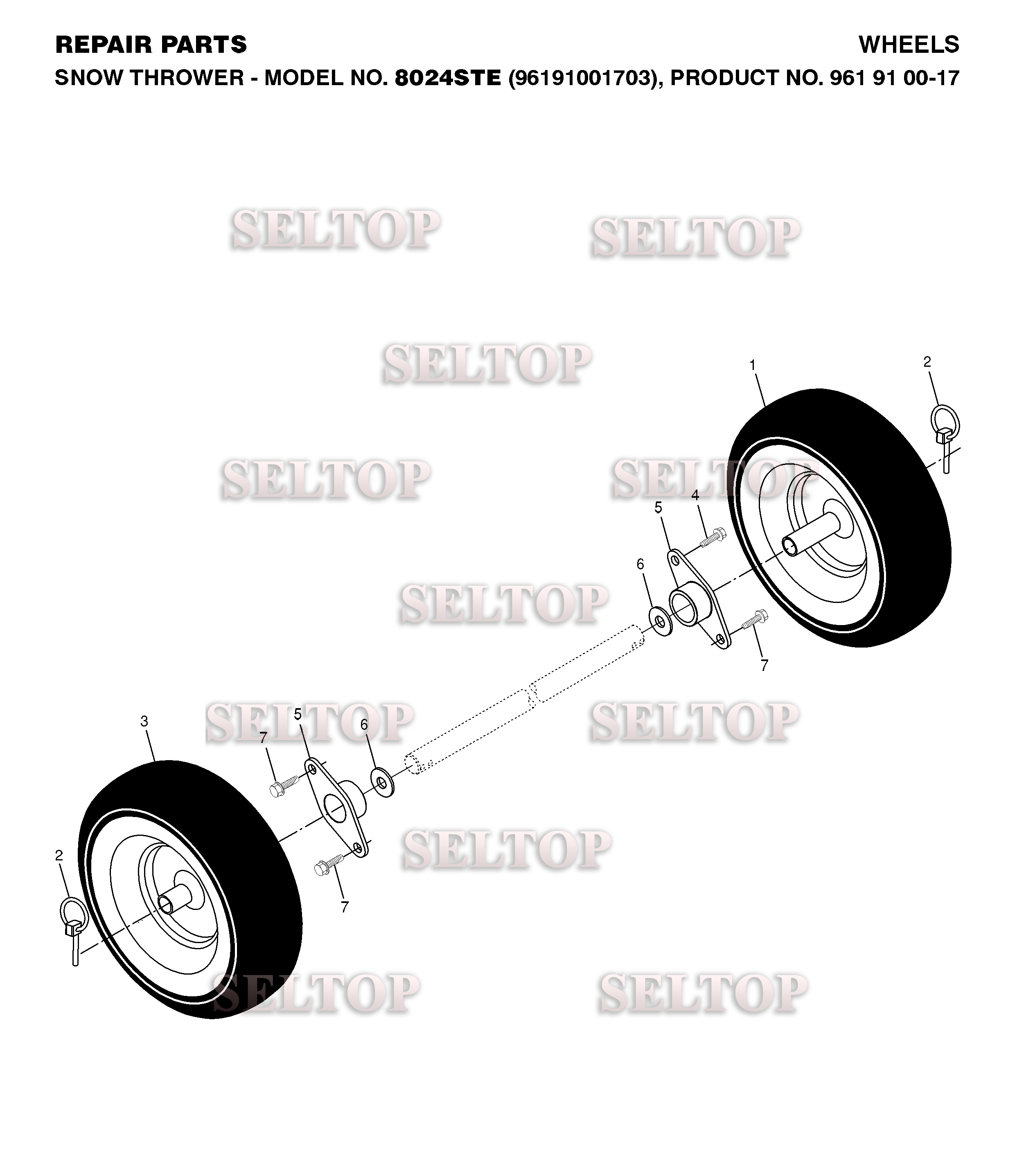 Колеса для Хускварна 8024 STE (артикул модели 96191001703) (с 2008-11)