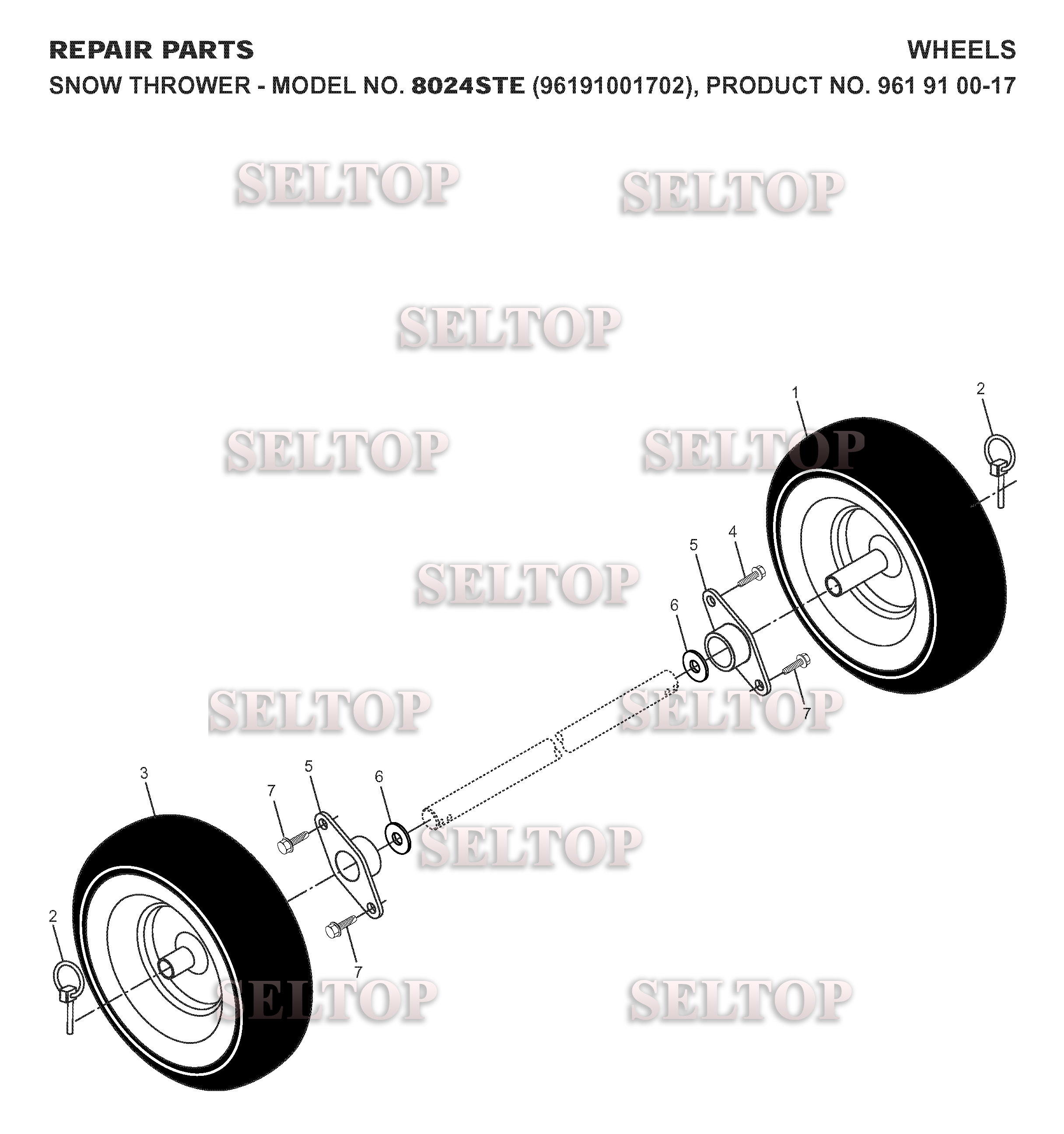 Колеса для Хускварна 8024 STE (артикул модели 961910017) (с 2007-10)