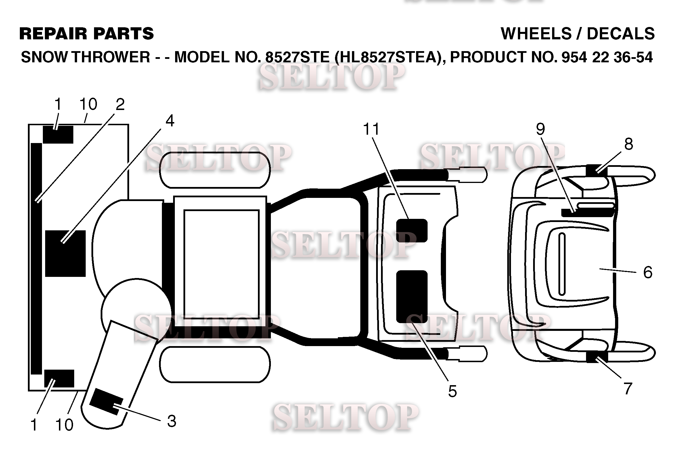 Наклейки для Хускварна 8527 STE (артикул модели 954223654) (с 2004-03)
