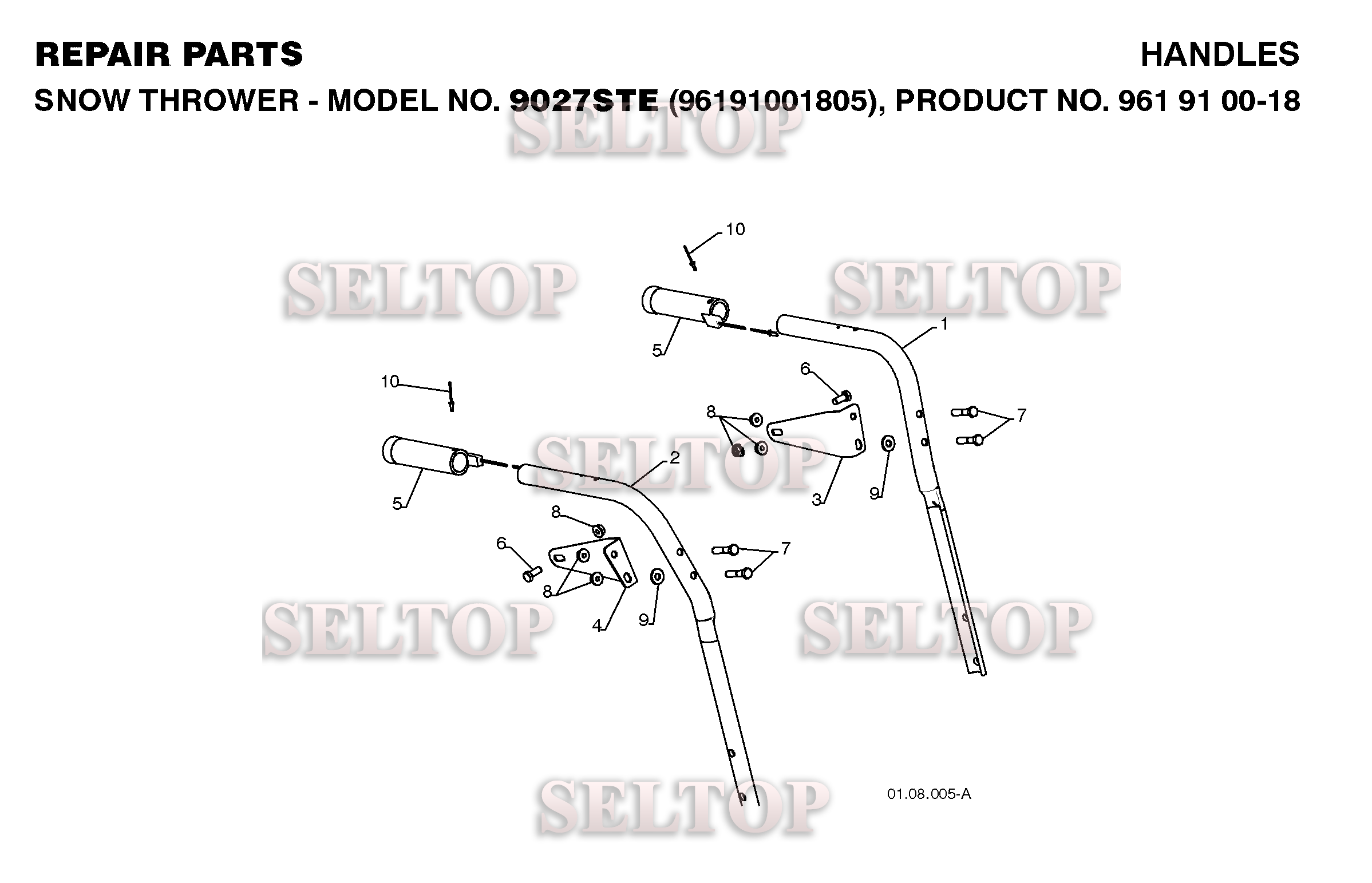Ручка для Хускварна 9027 STE (артикул модели 96091001805) (с 2008-11) (схема 2)