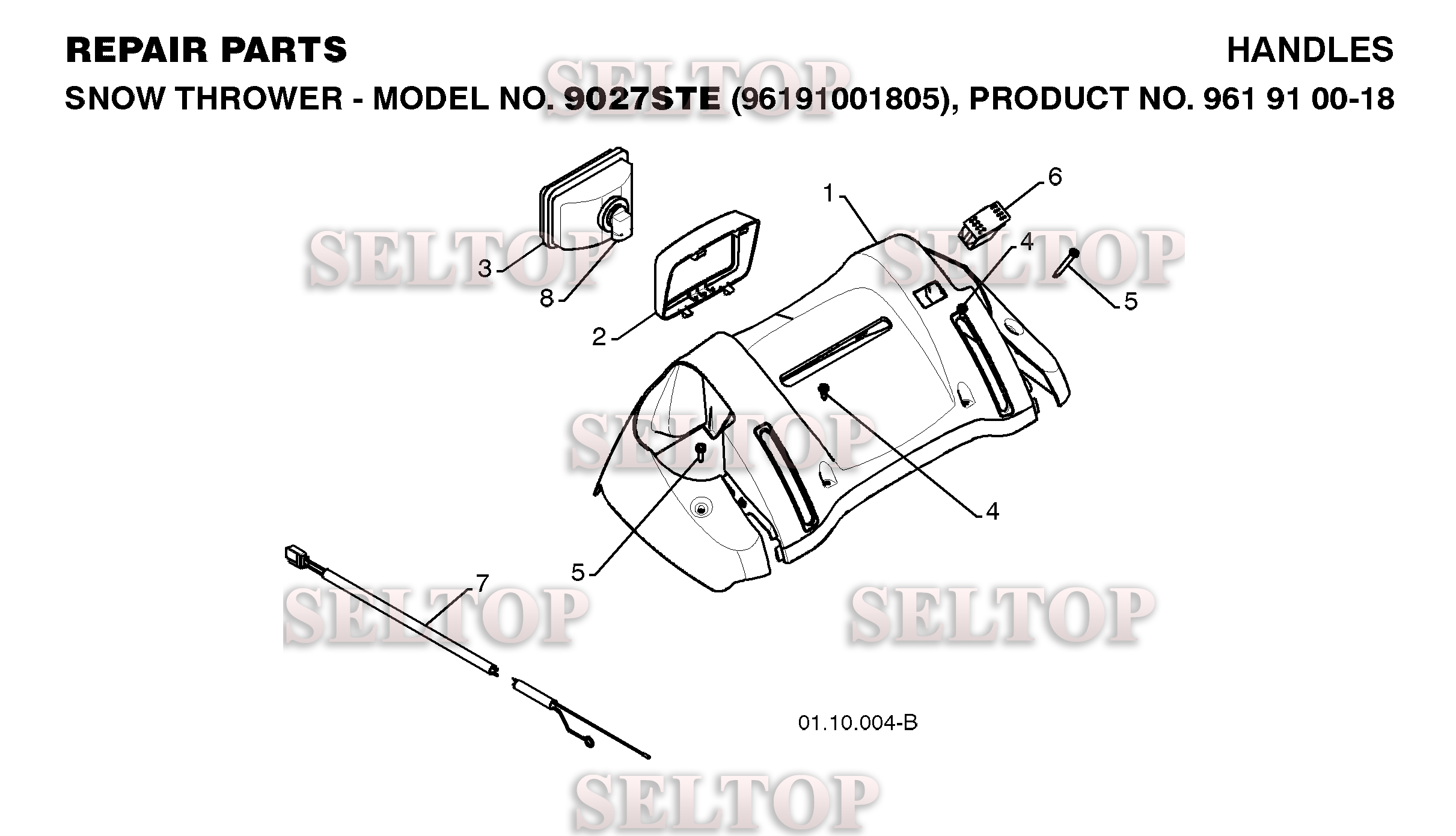 Ручки управления для Хускварна 9027 STE (артикул модели 96091001805) (с 2008-11) (схема 1)
