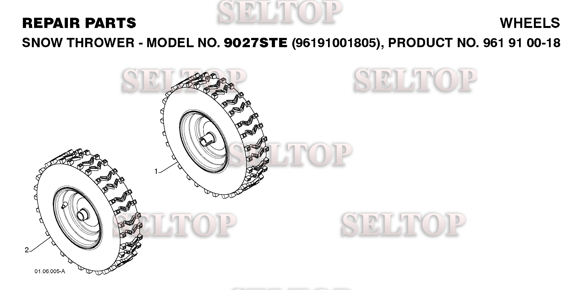 Колеса для Хускварна 9027 STE (артикул модели 96091001805) (с 2008-11)