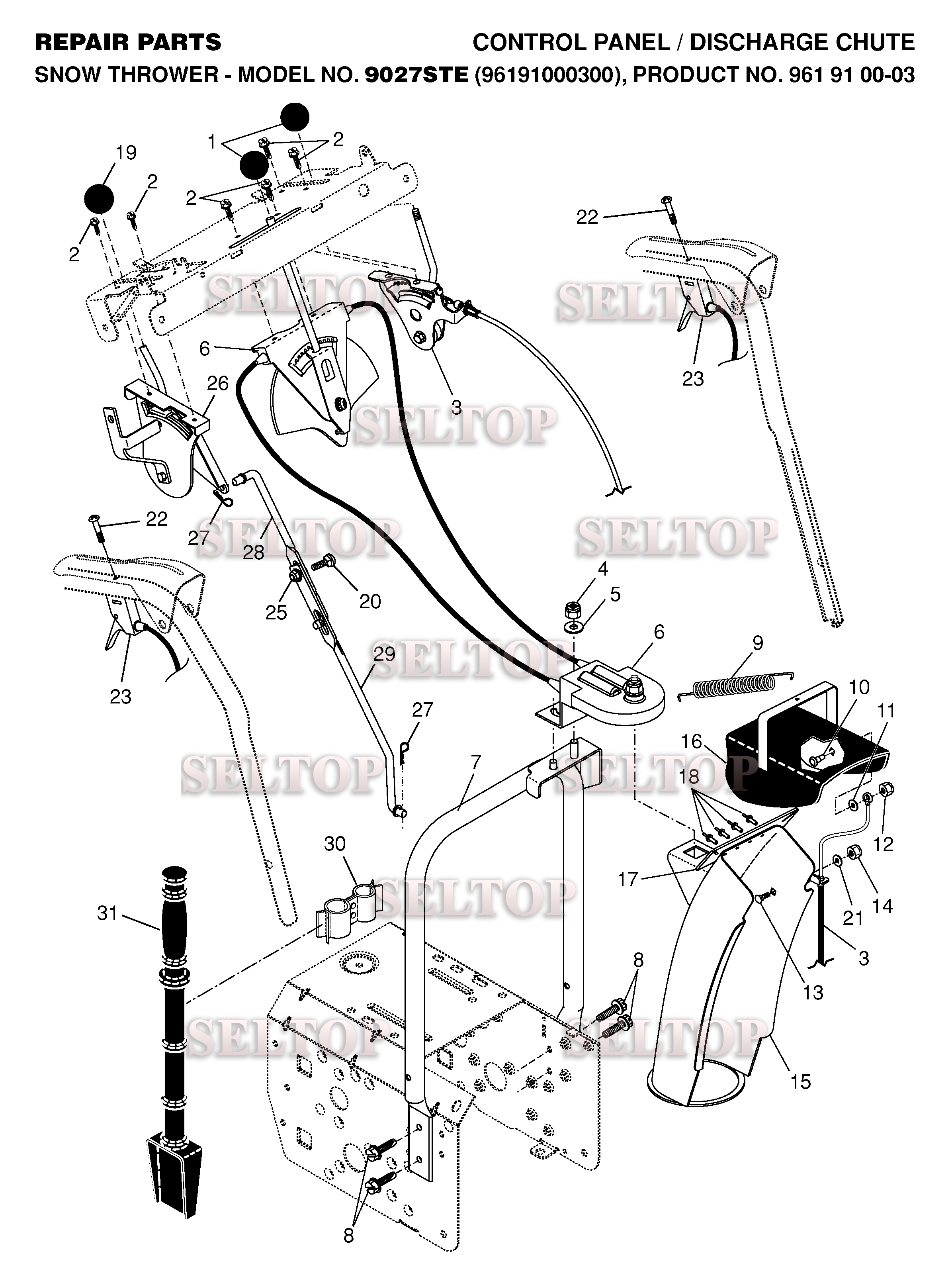 Панель управления, привод разгрузочного желоба для Хускварна 9027 STE (артикул модели 96191000300) (с 2005-10)