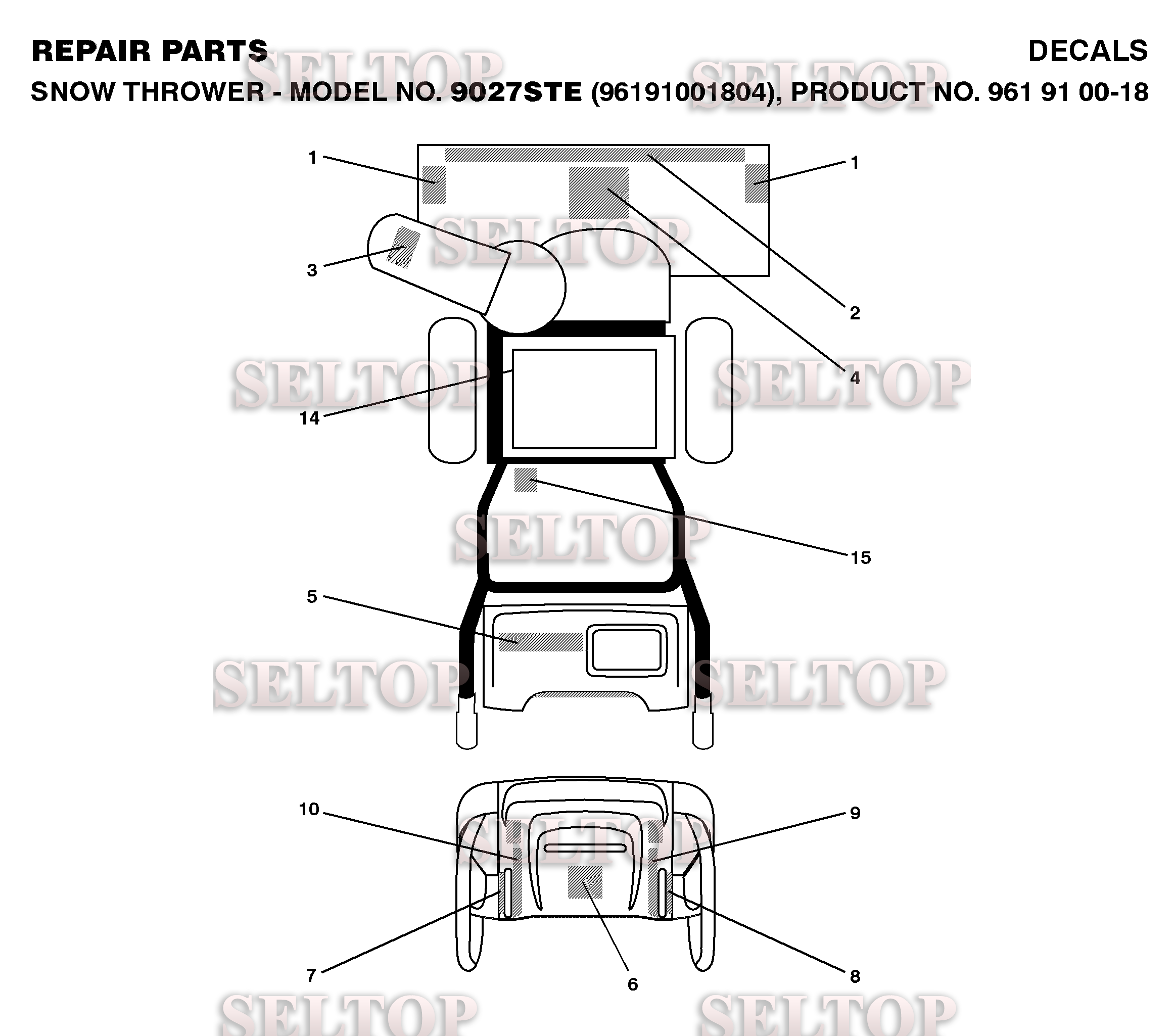 Наклейки для Хускварна 9027 STE (артикул модели 96191001804) (с 2008-08)