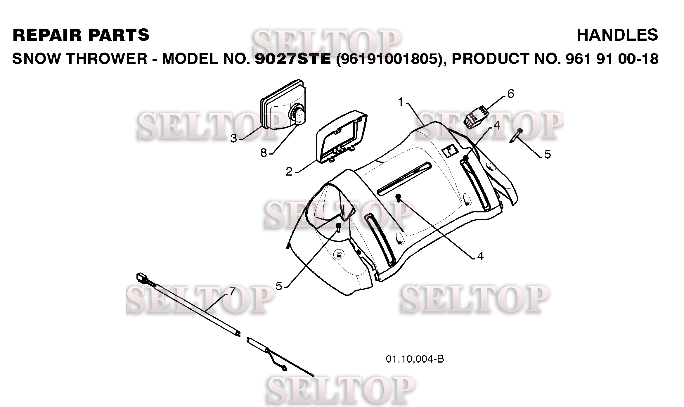 Ручки управления для Хускварна 9027 STE (артикул модели 96191001805) (с 2009-01)